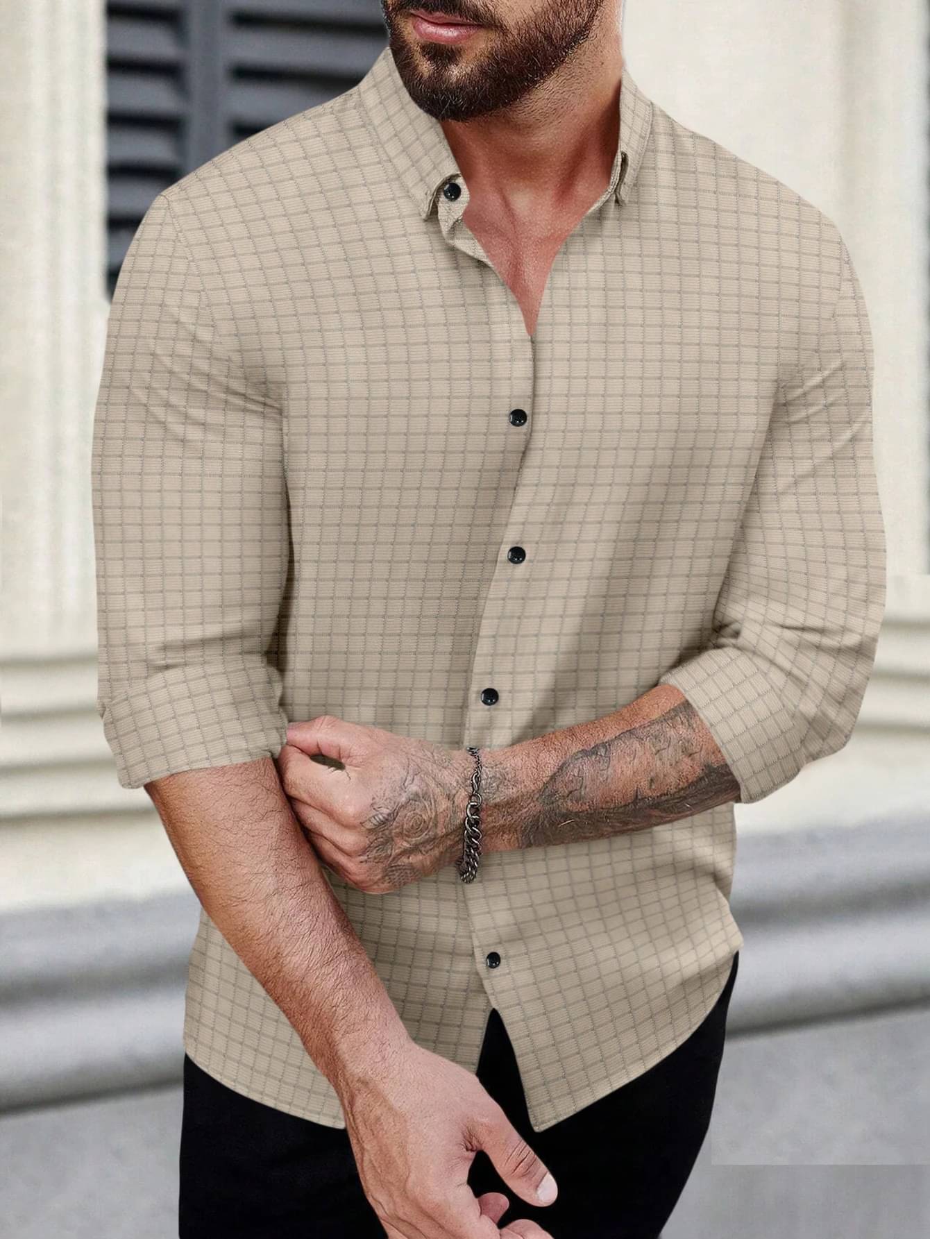 UPQUEDS Poly Cotton Regular Fit Self Design Full Sleeves Men's Casual Shirt - Beige ( Pack of 1 ) UPQUEDS Poly Cotton Regular Fit Self Design Full Sleeves Men's Casual Shirt - Beige ( Pack of 1 )