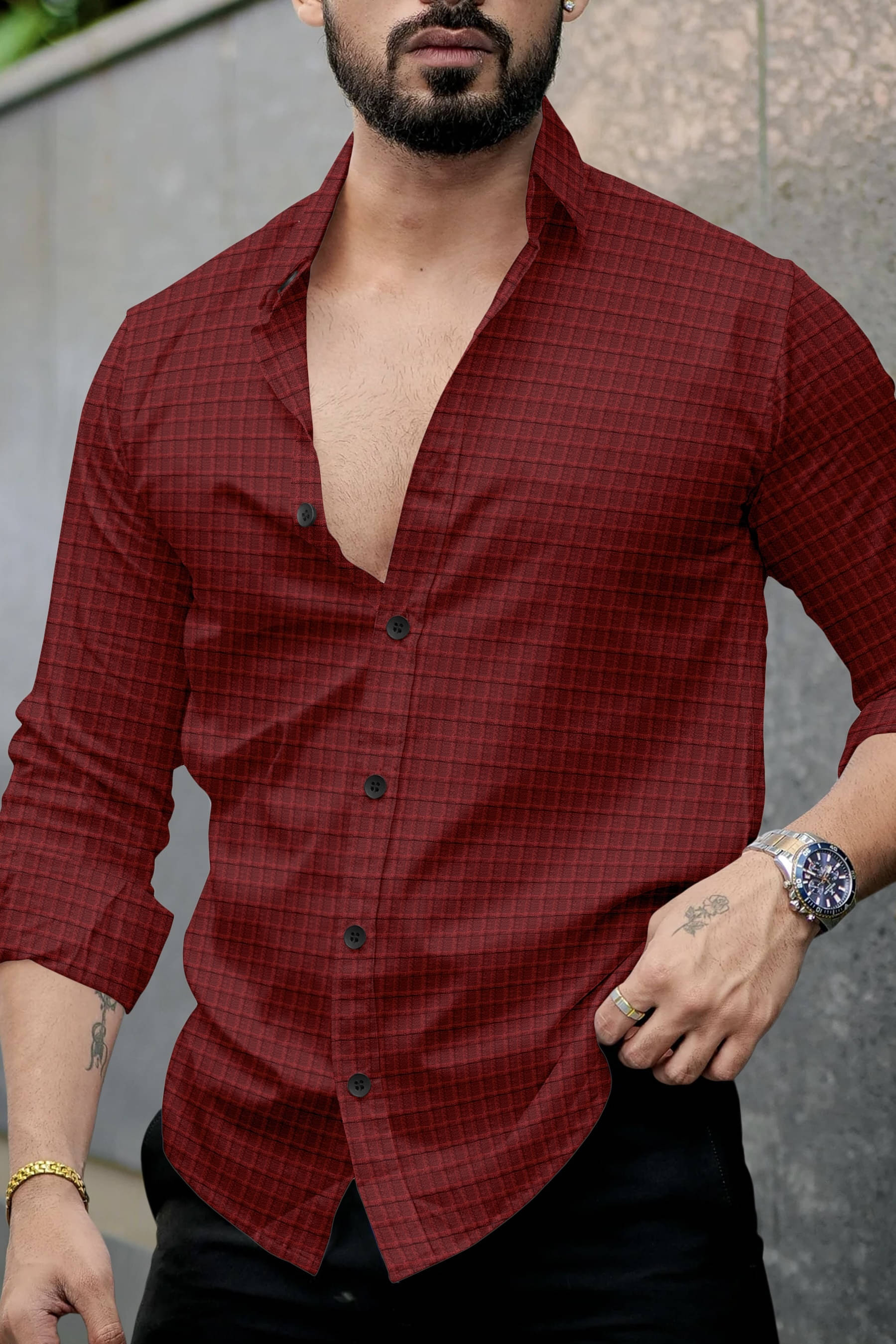 UPQUEDS Poly Cotton Regular Fit Self Design Full Sleeves Men's Casual Shirt - Maroon ( Pack of 1 ) UPQUEDS Poly Cotton Regular Fit Self Design Full Sleeves Men's Casual Shirt - Maroon ( Pack of 1 )