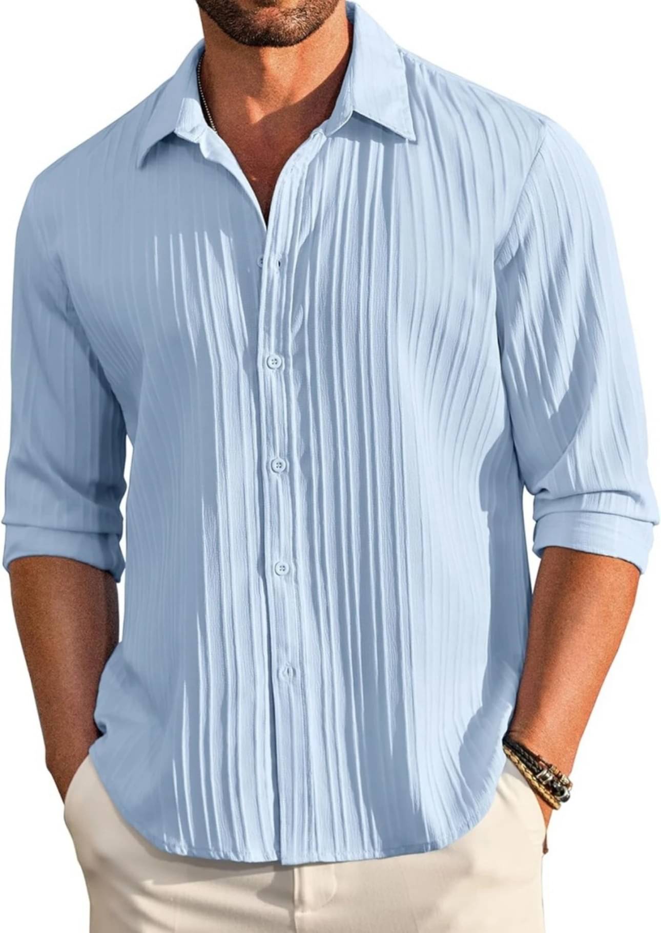 UPQUEDS Polyester Regular Fit Self Design Full Sleeves Men's Casual Shirt - Light Blue ( Pack of 1 ) UPQUEDS Polyester Regular Fit Self Design Full Sleeves Men's Casual Shirt - Light Blue ( Pack of 1 )