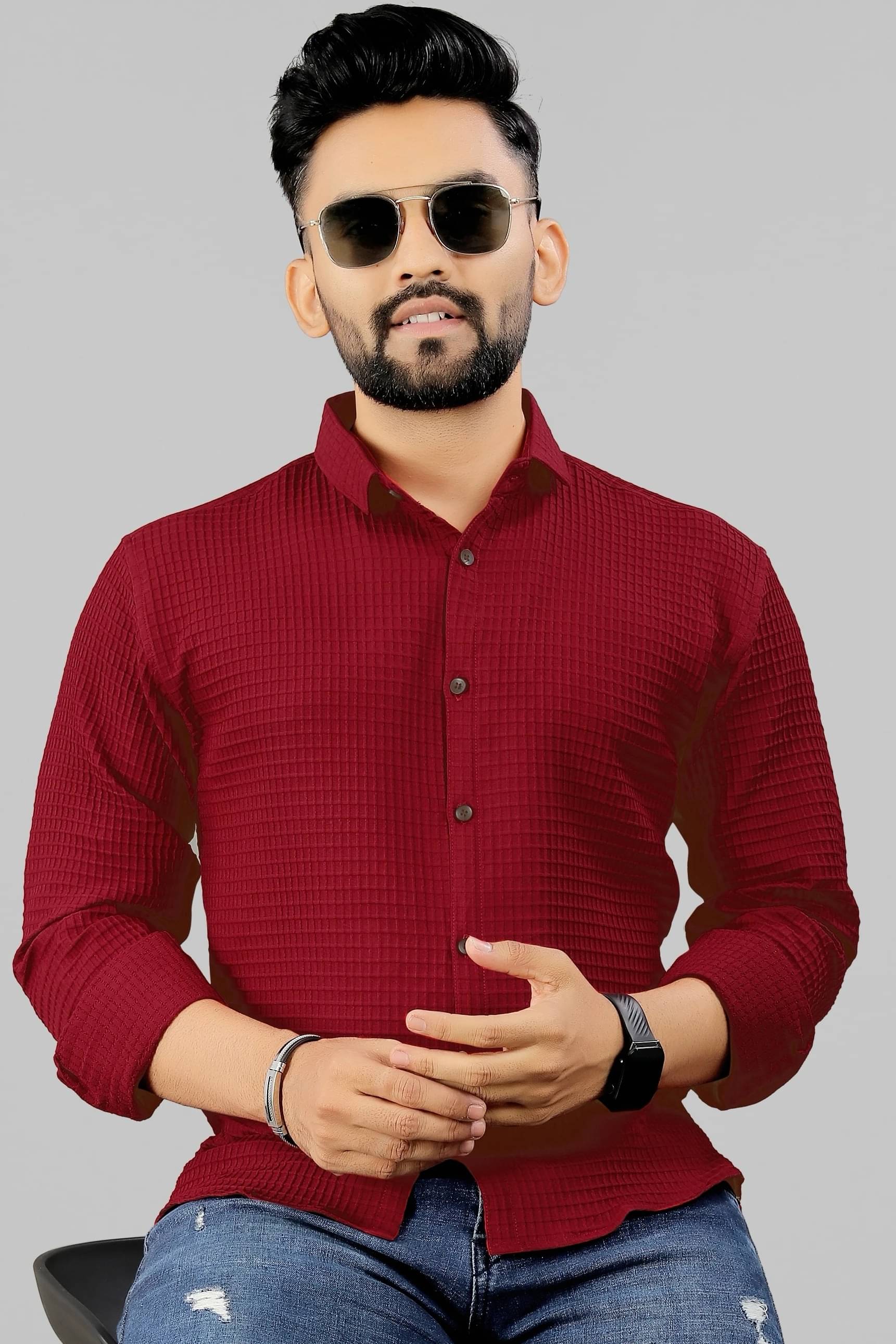 UPQUEDS Polyester Regular Fit Self Design Full Sleeves Men's Casual Shirt - Maroon ( Pack of 1 ) UPQUEDS Polyester Regular Fit Self Design Full Sleeves Men's Casual Shirt - Maroon ( Pack of 1 )