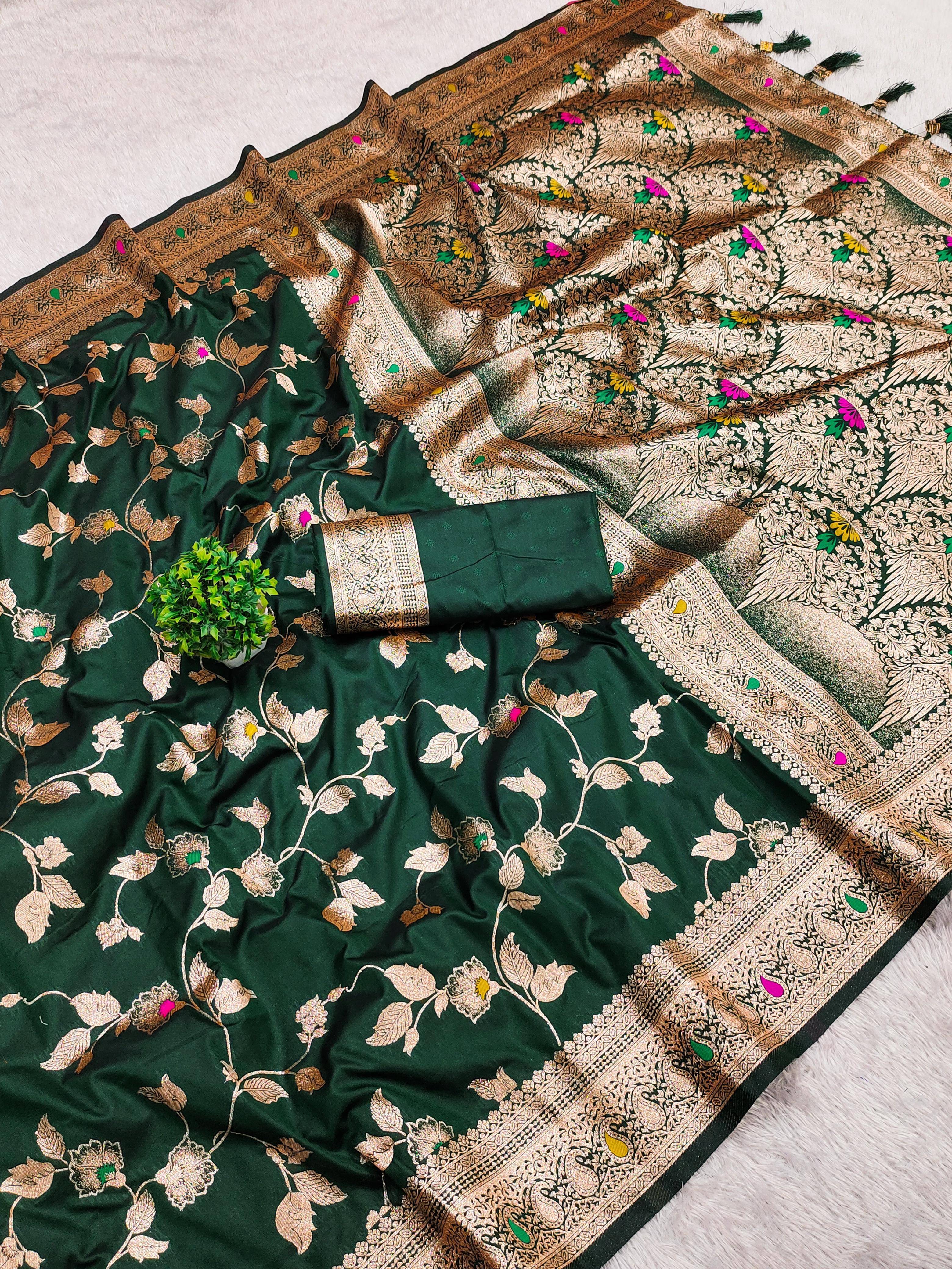     			Vkaran Silk Woven Regular Saree With Unstitched Blouse Piece ( Lime Green )