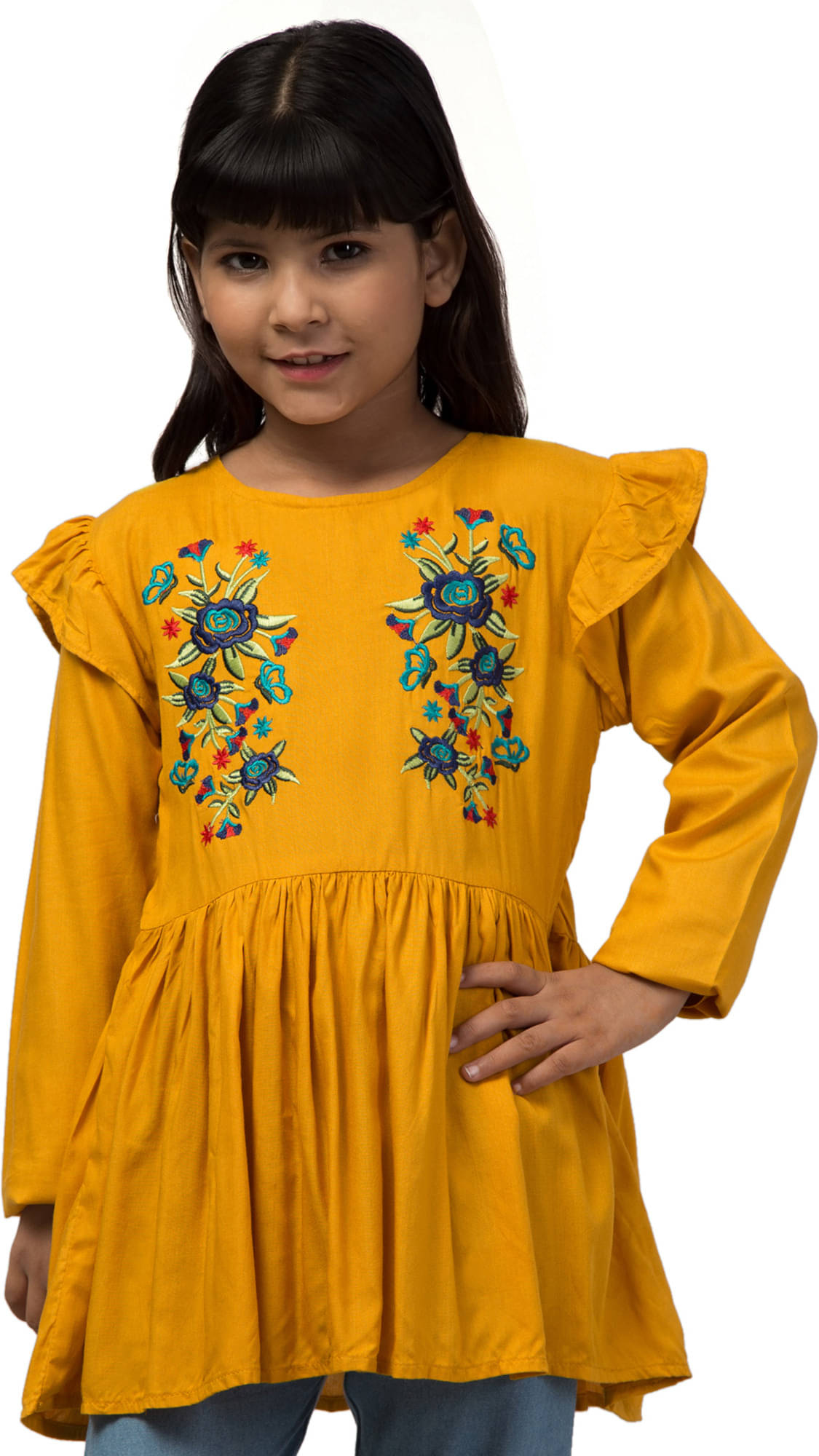     			Wahoo Pack of 1 Girls Rayon Top ( Yellow )