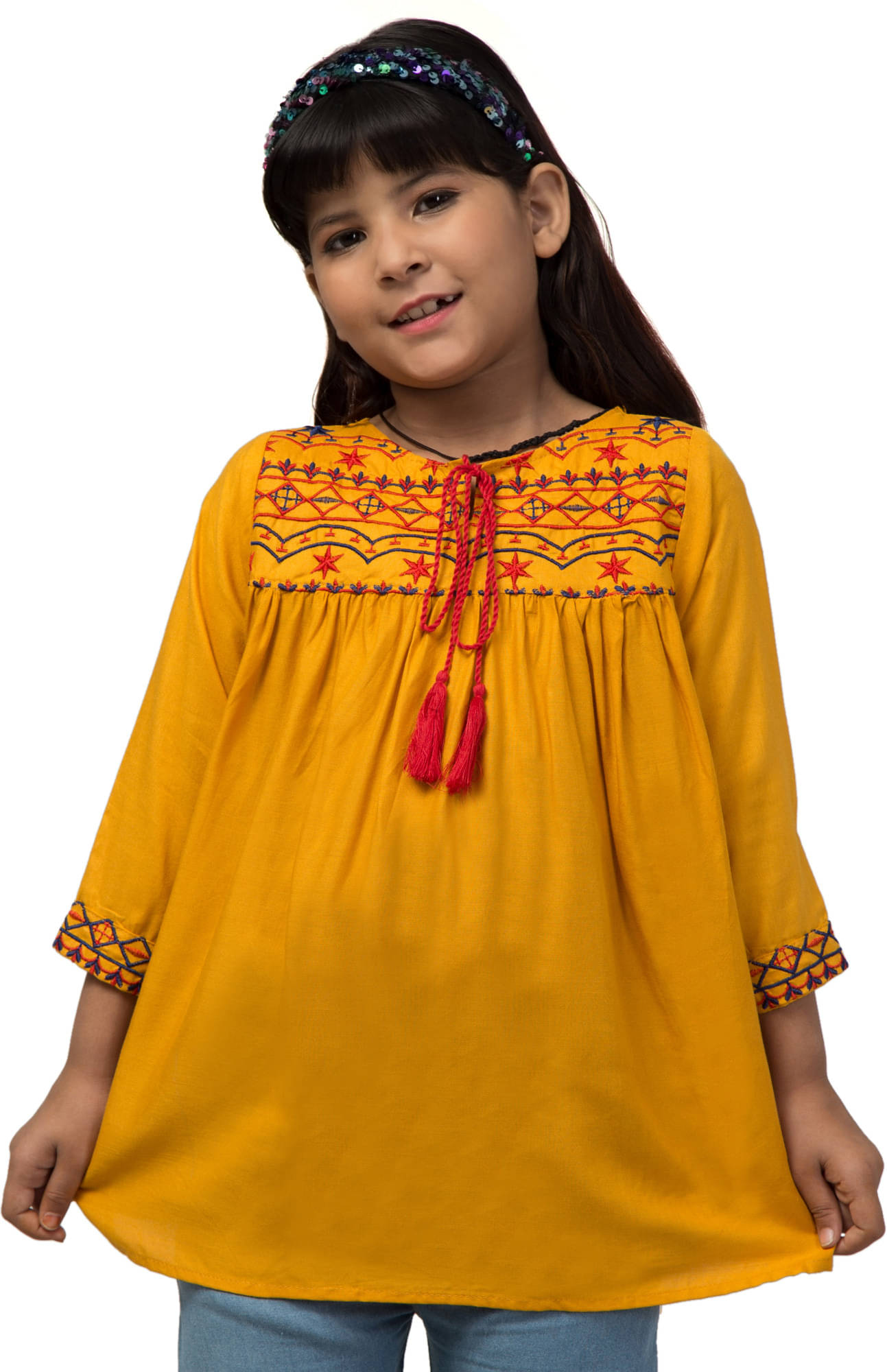     			Wahoo Pack of 1 Girls Rayon Top ( Yellow )