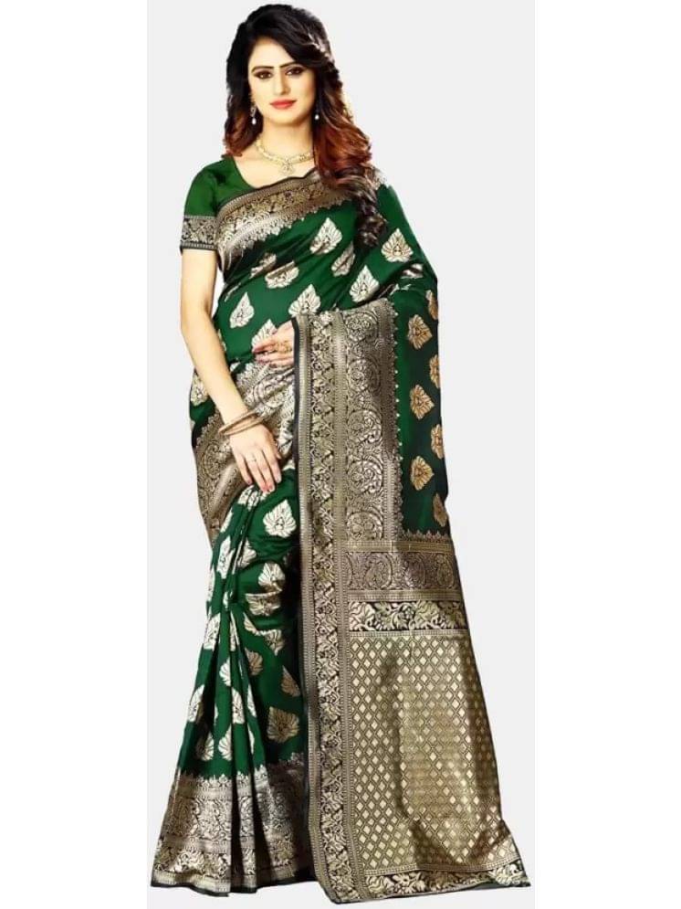     			YUGAVEERAA Art Silk Embellished Regular Saree With Unstitched Blouse Piece ( Green )