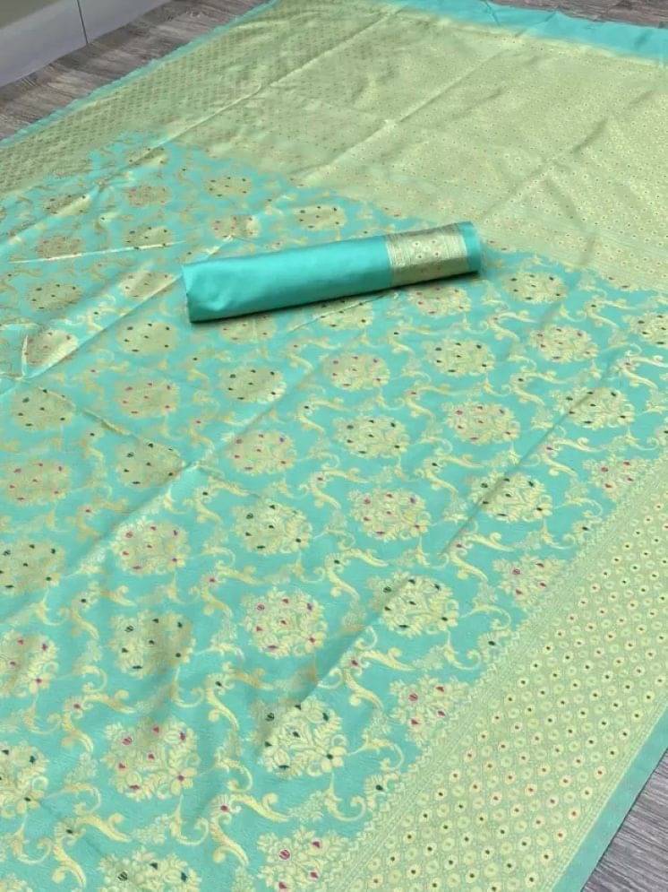    			YUGAVEERAA Art Silk Self Design Regular Saree With Unstitched Blouse Piece ( Rama )