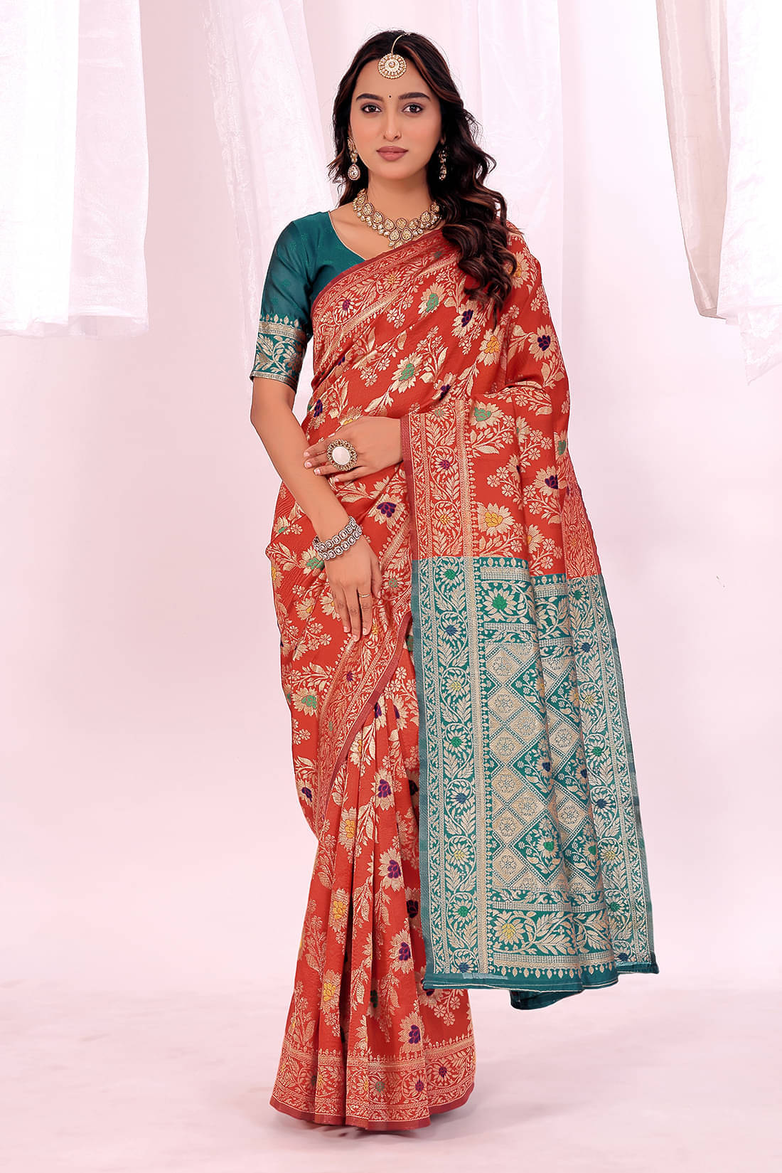 YUGAVEERAA Art Silk Solid Regular Saree With Unstitched Blouse Piece ( Red ) YUGAVEERAA Art Silk Solid Regular Saree With Unstitched Blouse Piece ( Red )