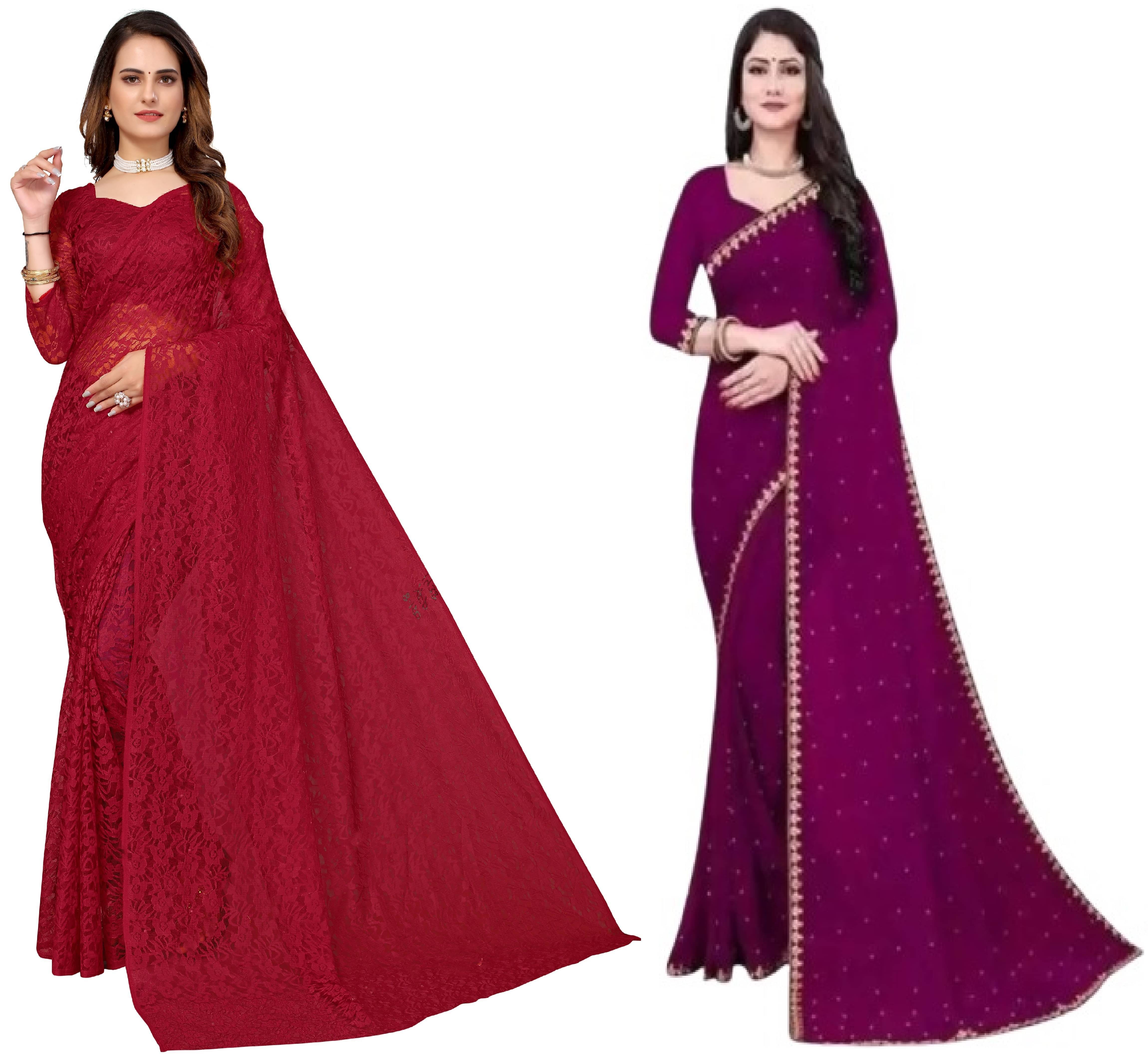    			YUGAVEERAA Georgette Self Design Regular Saree With Unstitched Blouse Piece ( Multicolor 6 )