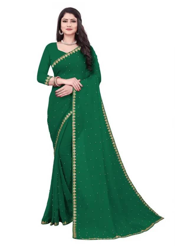 YUGAVEERAA Lycra Solid Regular Saree With Unstitched Blouse Piece ( Green ) YUGAVEERAA Lycra Solid Regular Saree With Unstitched Blouse Piece ( Green )