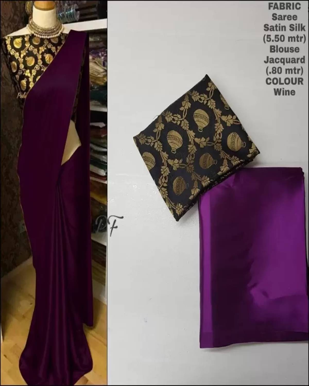     			YUGAVEERAA Satin Solid Regular Saree With Unstitched Blouse Piece ( Purple )