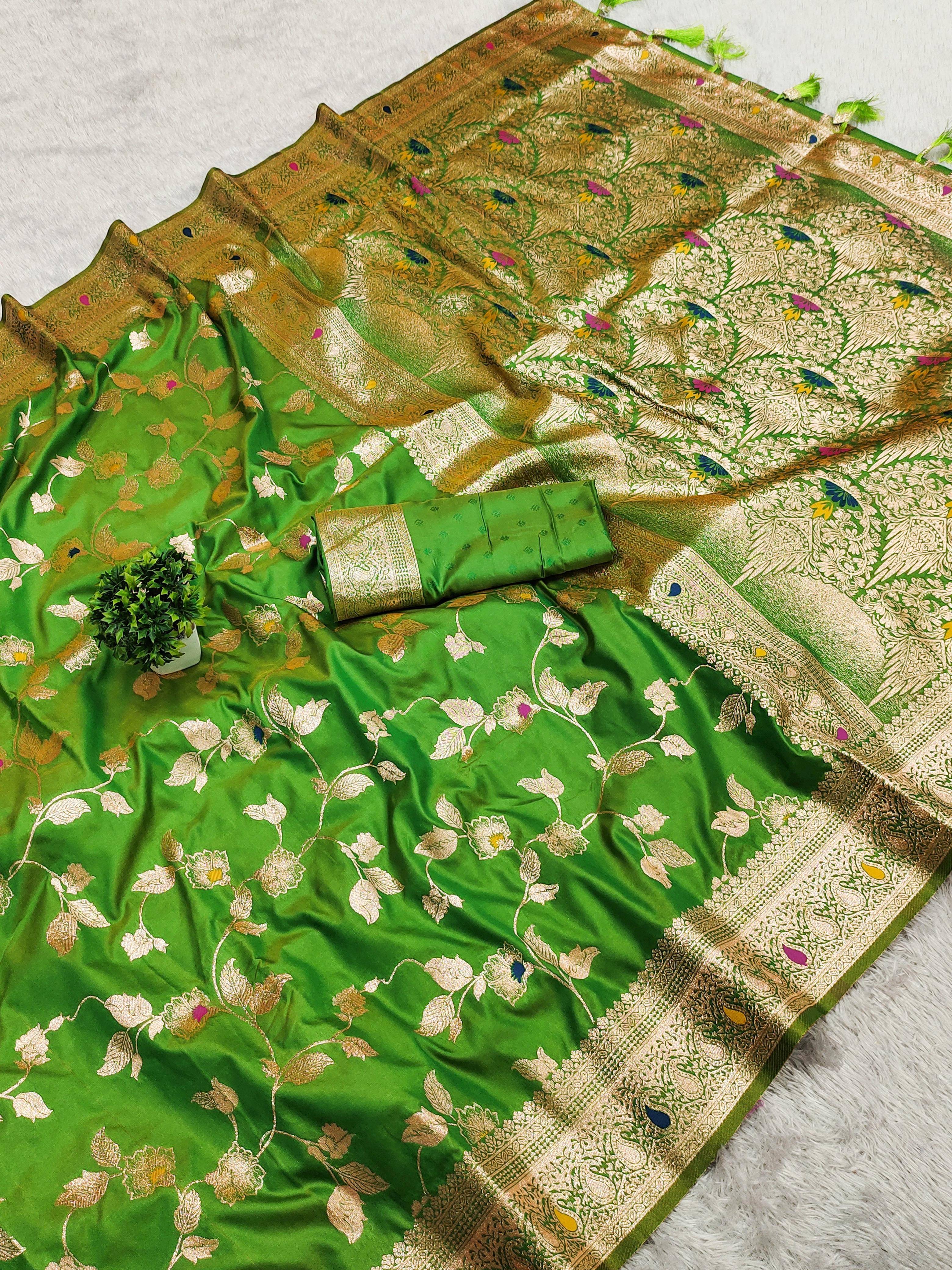 YUGAVEERAA Silk Woven Regular Saree With Unstitched Blouse Piece ( Light Green ) YUGAVEERAA Silk Woven Regular Saree With Unstitched Blouse Piece ( Light Green )