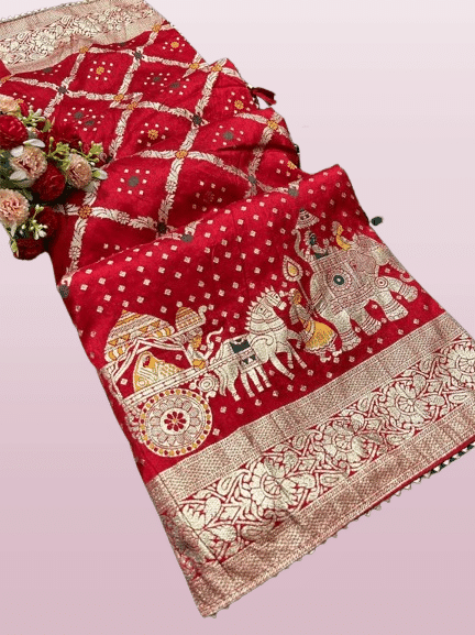 YUGAVEERAA Silk Woven Regular Saree With Unstitched Blouse Piece ( Red ) YUGAVEERAA Silk Woven Regular Saree With Unstitched Blouse Piece ( Red )