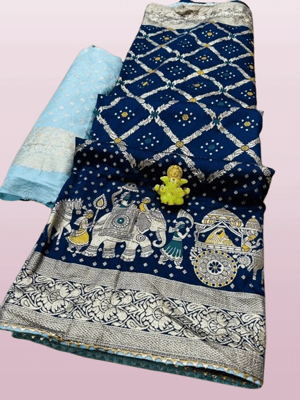 YUGAVEERAA Silk Woven Regular Saree With Unstitched Blouse Piece ( Blue ) YUGAVEERAA Silk Woven Regular Saree With Unstitched Blouse Piece ( Blue )