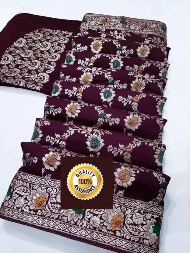 YUGAVEERAA Silk Woven Regular Saree With Unstitched Blouse Piece ( Wine ) YUGAVEERAA Silk Woven Regular Saree With Unstitched Blouse Piece ( Wine )