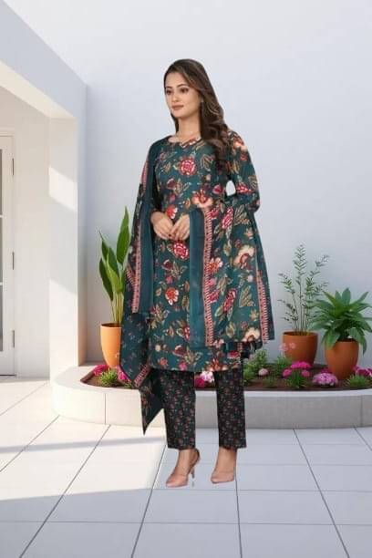 Zorista Women Cotton Printed A-line Kurti With Pants ( Green )     			Zorista Women Cotton Printed A-line Kurti With Pants ( Green )