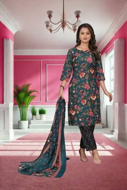     			Zorista Women Cotton Printed A-line Kurti With Pants ( Green )