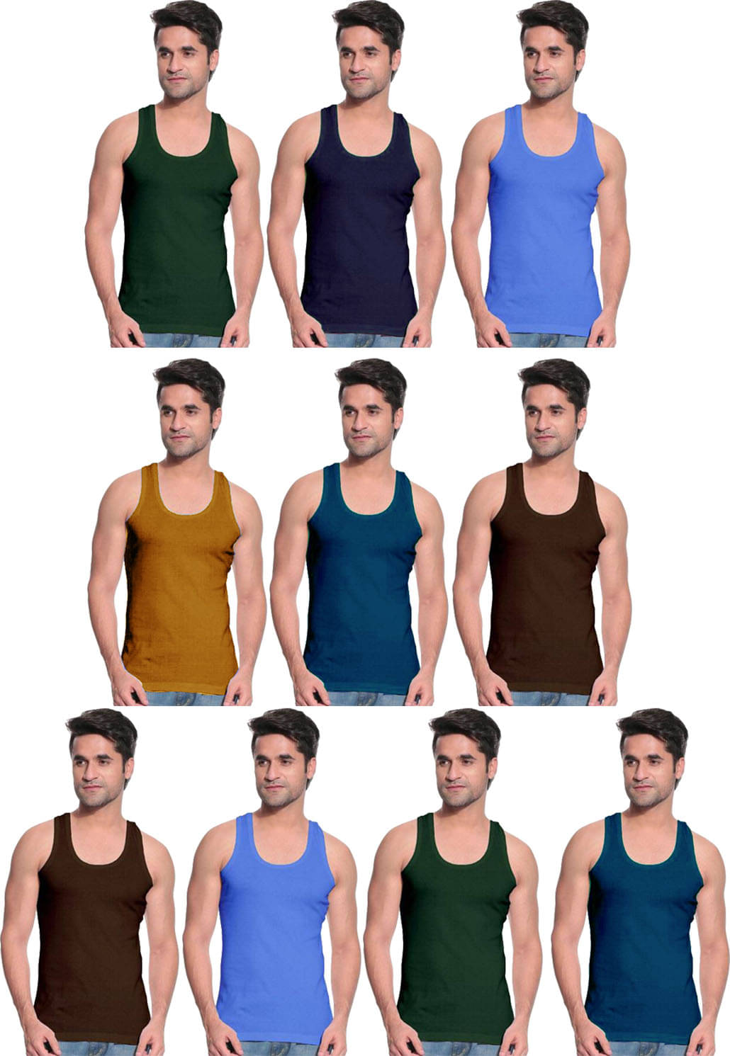 dixcy josh Pack of 10 Cotton Basic Vest For Men ( Multicolor ) dixcy josh Pack of 10 Cotton Basic Vest For Men ( Multicolor )