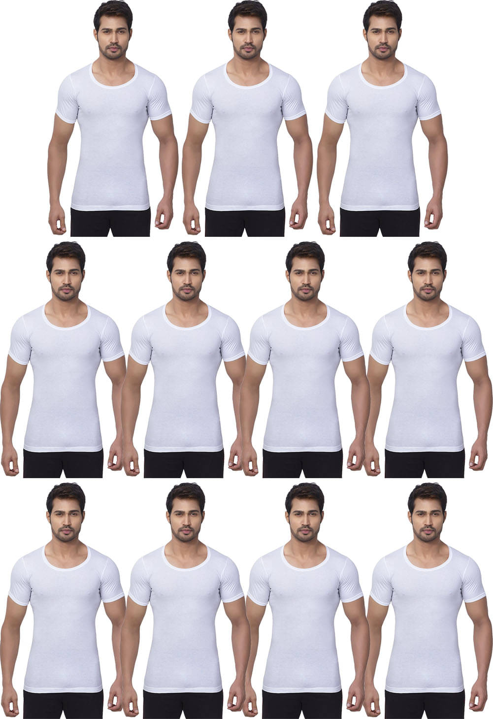 dixcy josh Pack of 11 Cotton Basic Vest For Men ( White ) dixcy josh Pack of 11 Cotton Basic Vest For Men ( White )