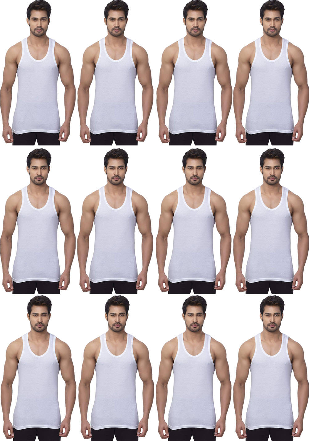 dixcy josh Pack of 12 Cotton Basic Vest For Men ( White ) dixcy josh Pack of 12 Cotton Basic Vest For Men ( White )