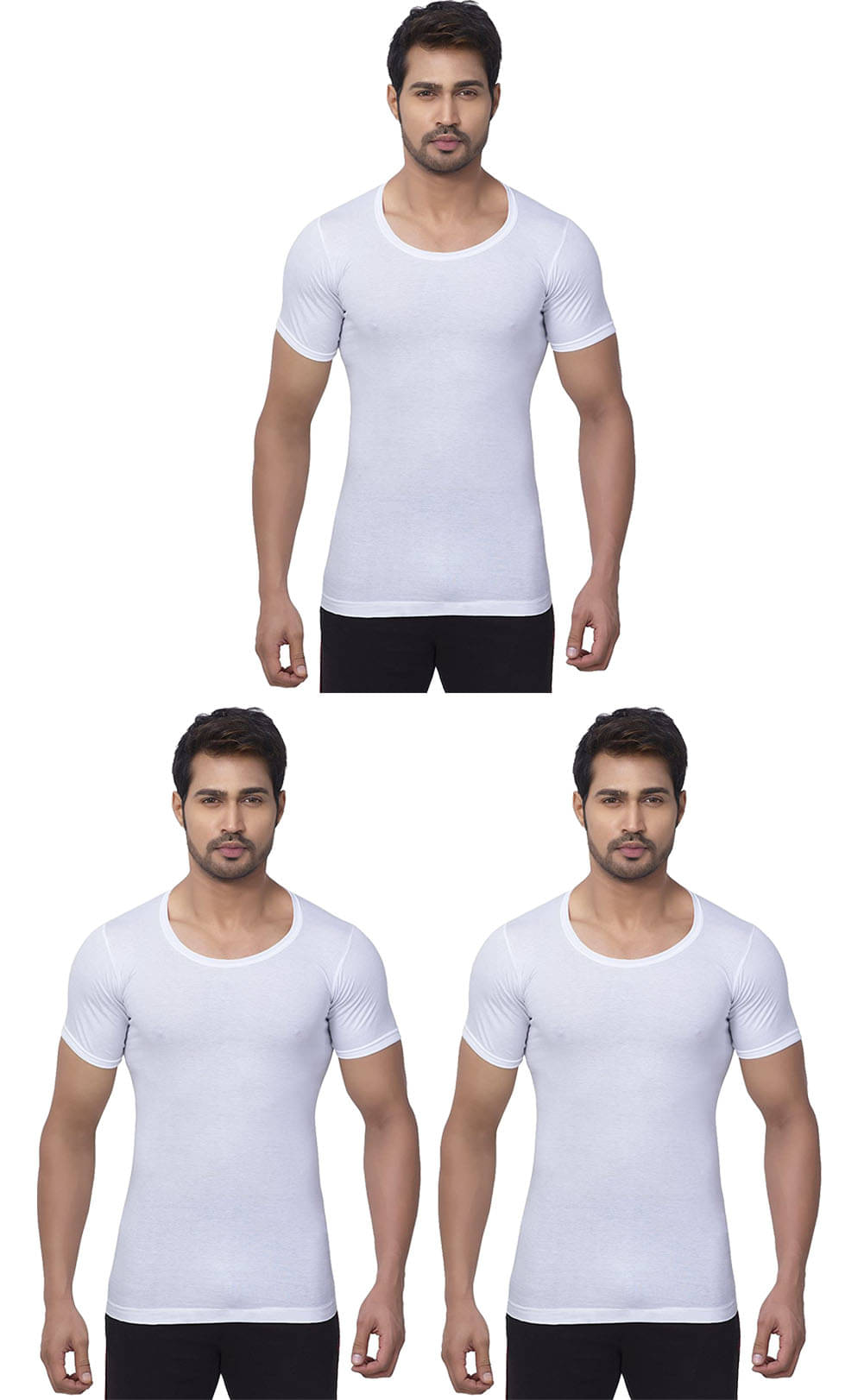 dixcy josh Pack of 3 Cotton Basic Vest For Men ( White ) dixcy josh Pack of 3 Cotton Basic Vest For Men ( White )