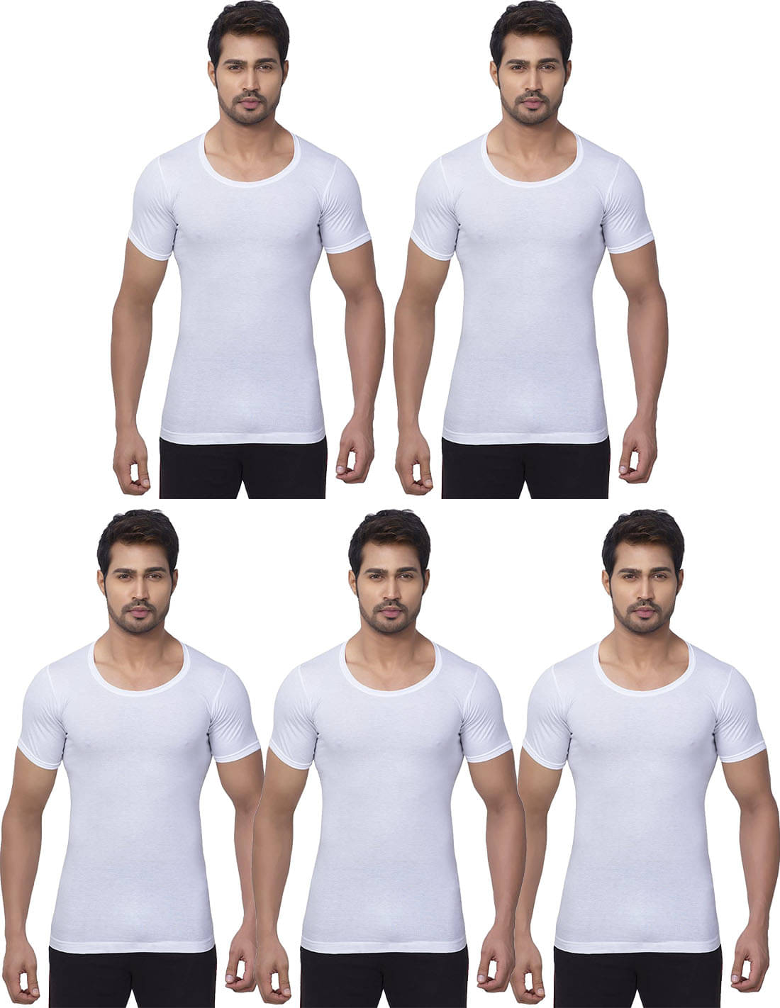     			dixcy josh Pack of 5 Cotton Basic Vest For Men ( White )