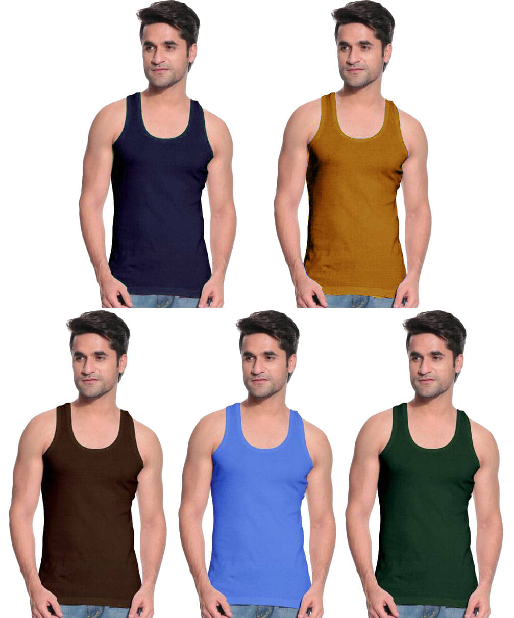 dixcy josh Pack of 5 Cotton Basic Vest For Men ( Multicolor ) dixcy josh Pack of 5 Cotton Basic Vest For Men ( Multicolor )