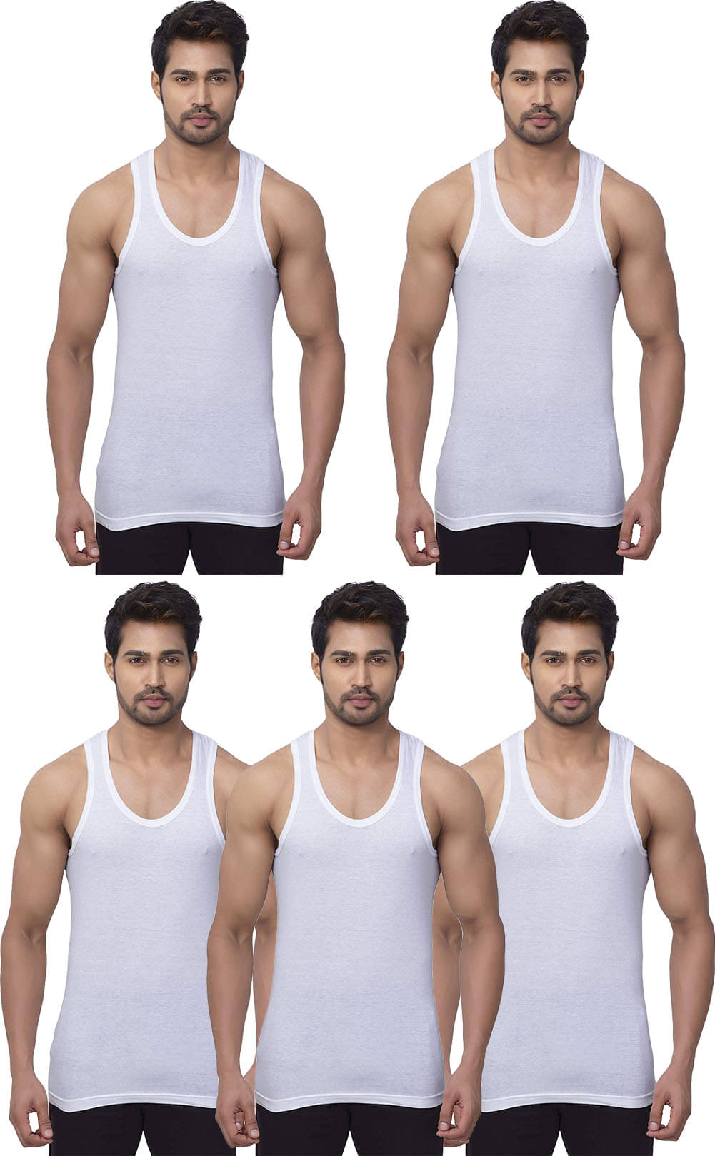 dixcy josh Pack of 5 Cotton Basic Vest For Men ( White ) dixcy josh Pack of 5 Cotton Basic Vest For Men ( White )