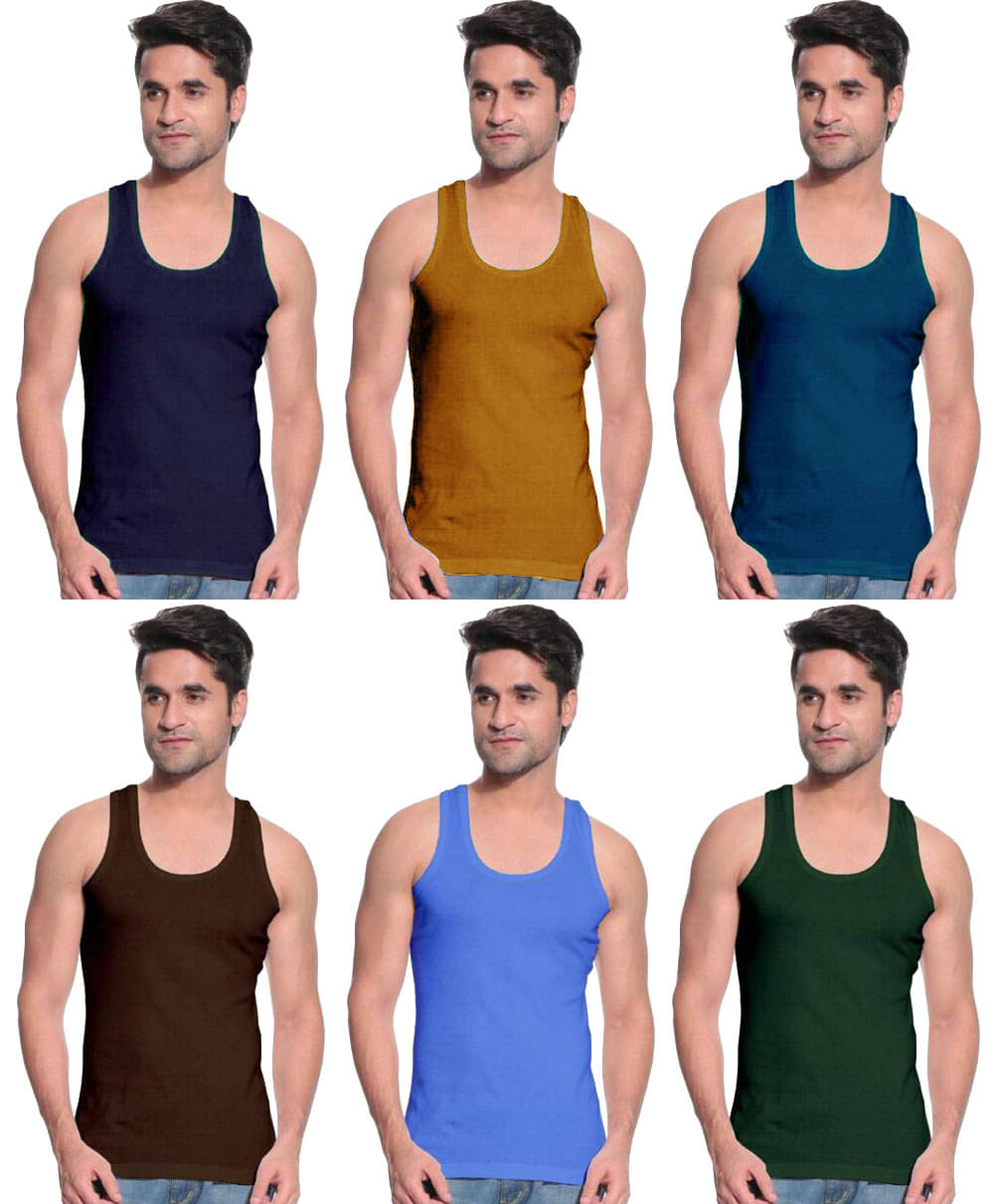    			dixcy josh Pack of 6 Cotton Basic Vest For Men ( Multicolor )