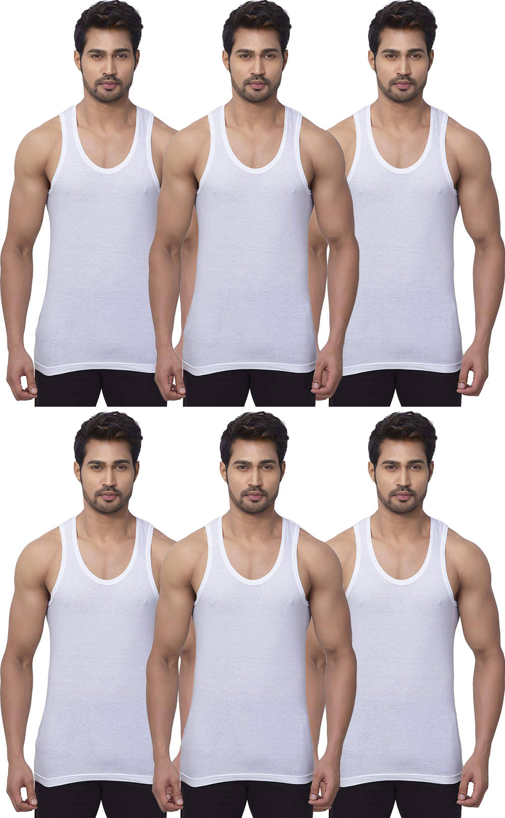     			dixcy josh Pack of 6 Cotton Basic Vest For Men ( White )