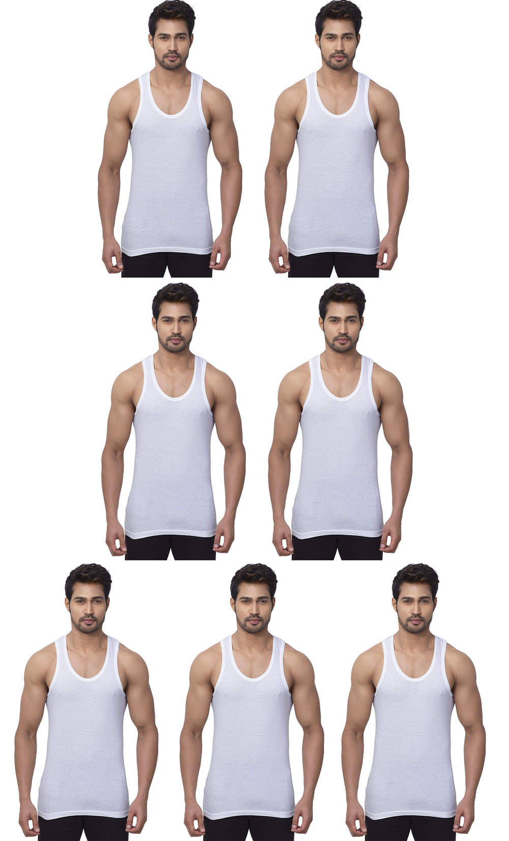 dixcy josh Pack of 7 Cotton Basic Vest For Men ( White ) dixcy josh Pack of 7 Cotton Basic Vest For Men ( White )