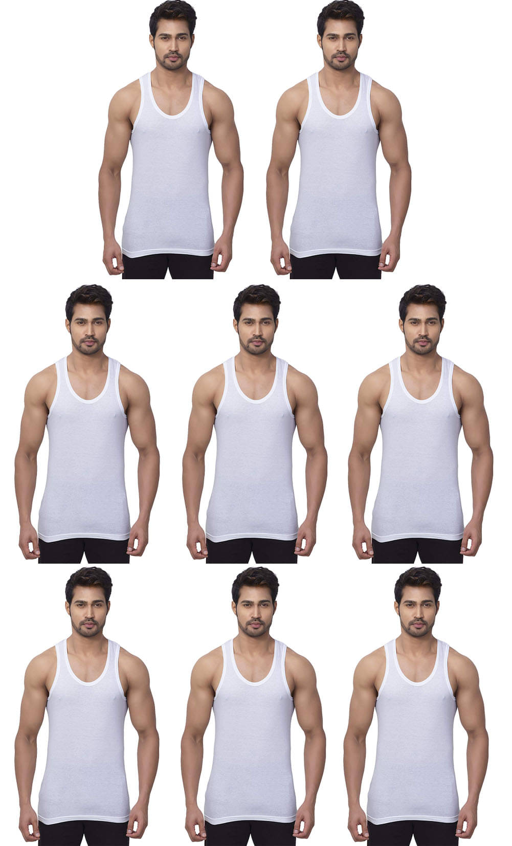     			dixcy josh Pack of 8 Cotton Basic Vest For Men ( White )