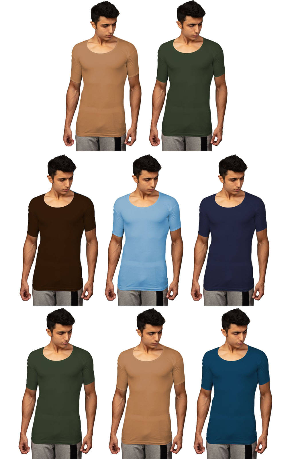     			dixcy josh Pack of 8 Cotton Basic Vest For Men ( Multicolor )