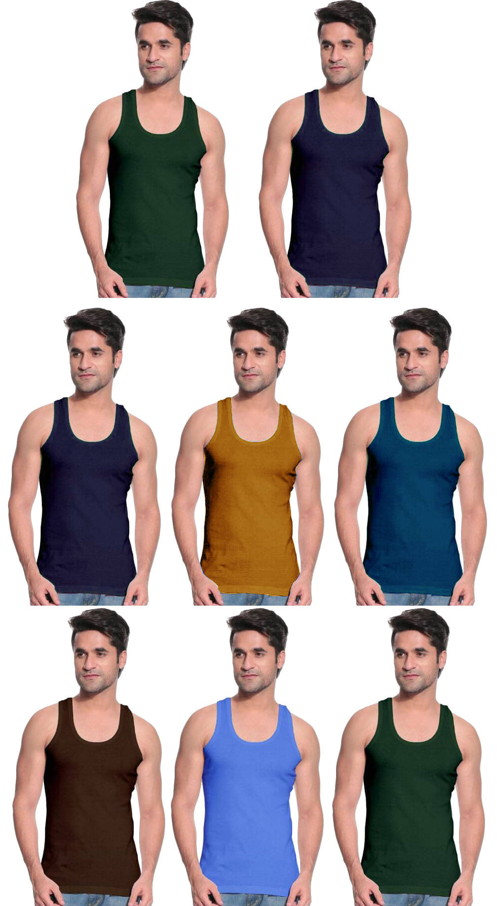     			dixcy josh Pack of 8 Cotton Basic Vest For Men ( Multicolor )