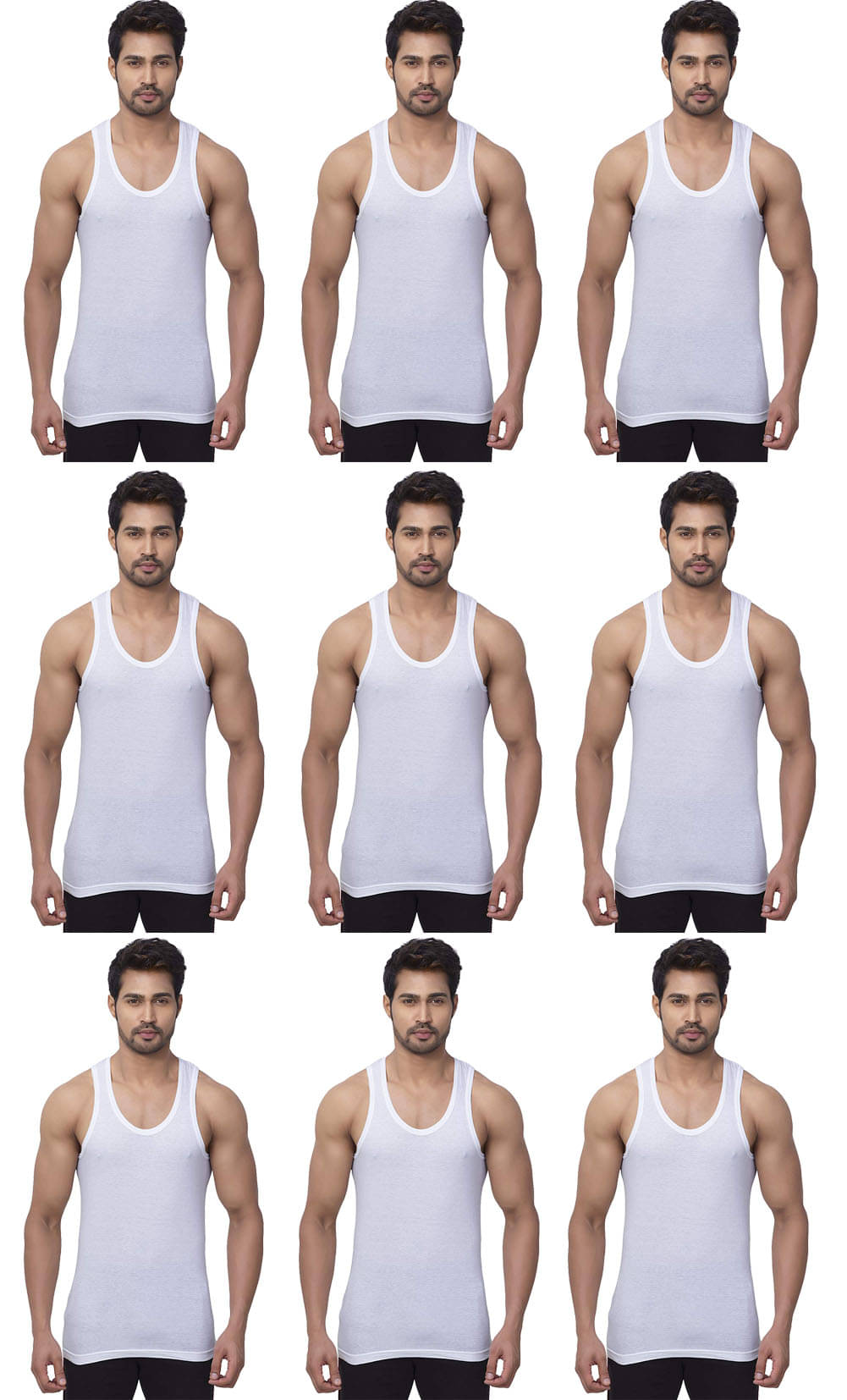     			dixcy josh Pack of 9 Cotton Basic Vest For Men ( White )