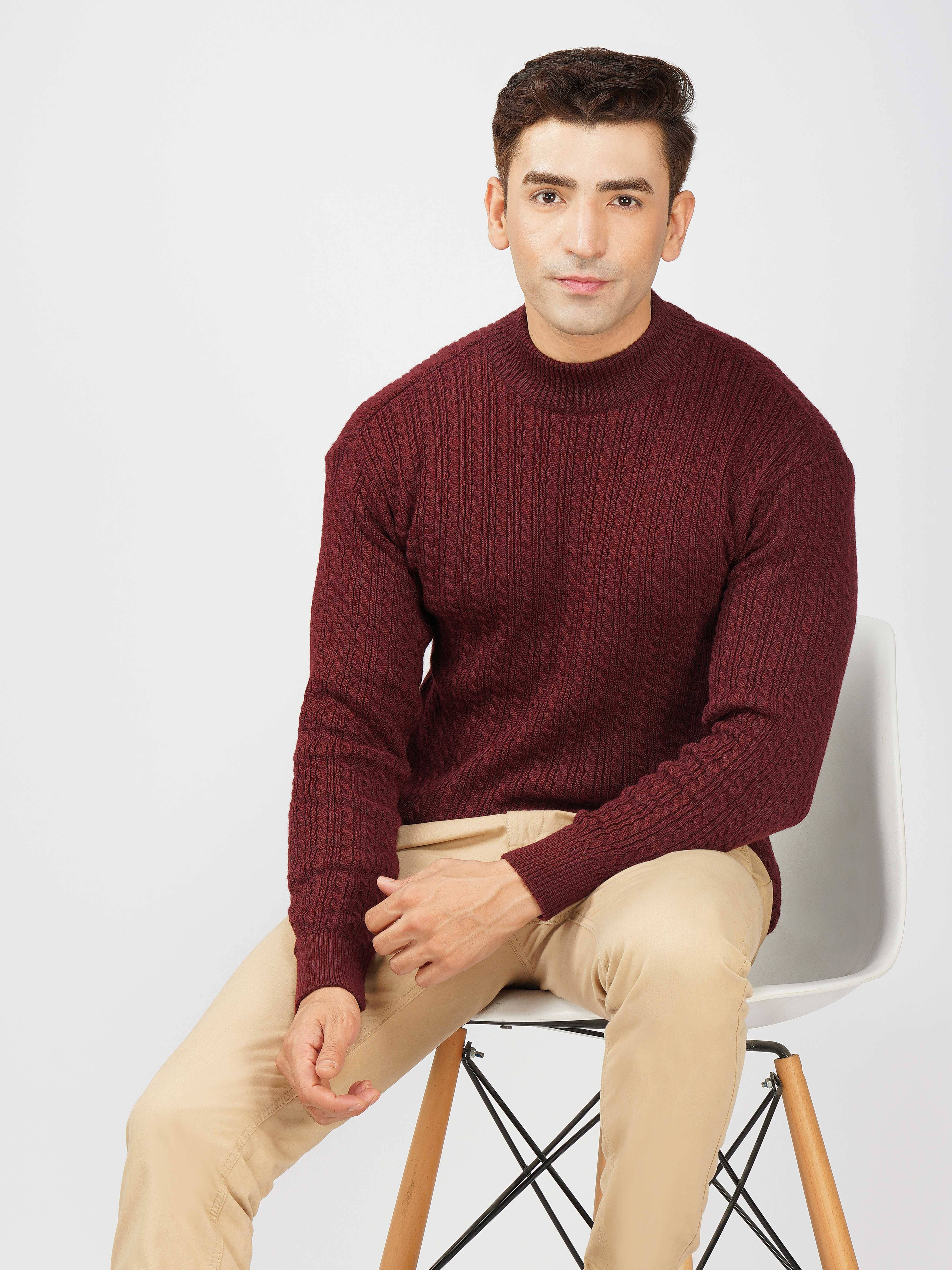 kveto style redefined Acrylic High Neck Men's Full Sleeves Pullover Sweater - Wine ( Pack of 1 ) kveto style redefined Acrylic High Neck Men's Full Sleeves Pullover Sweater - Wine ( Pack of 1 )