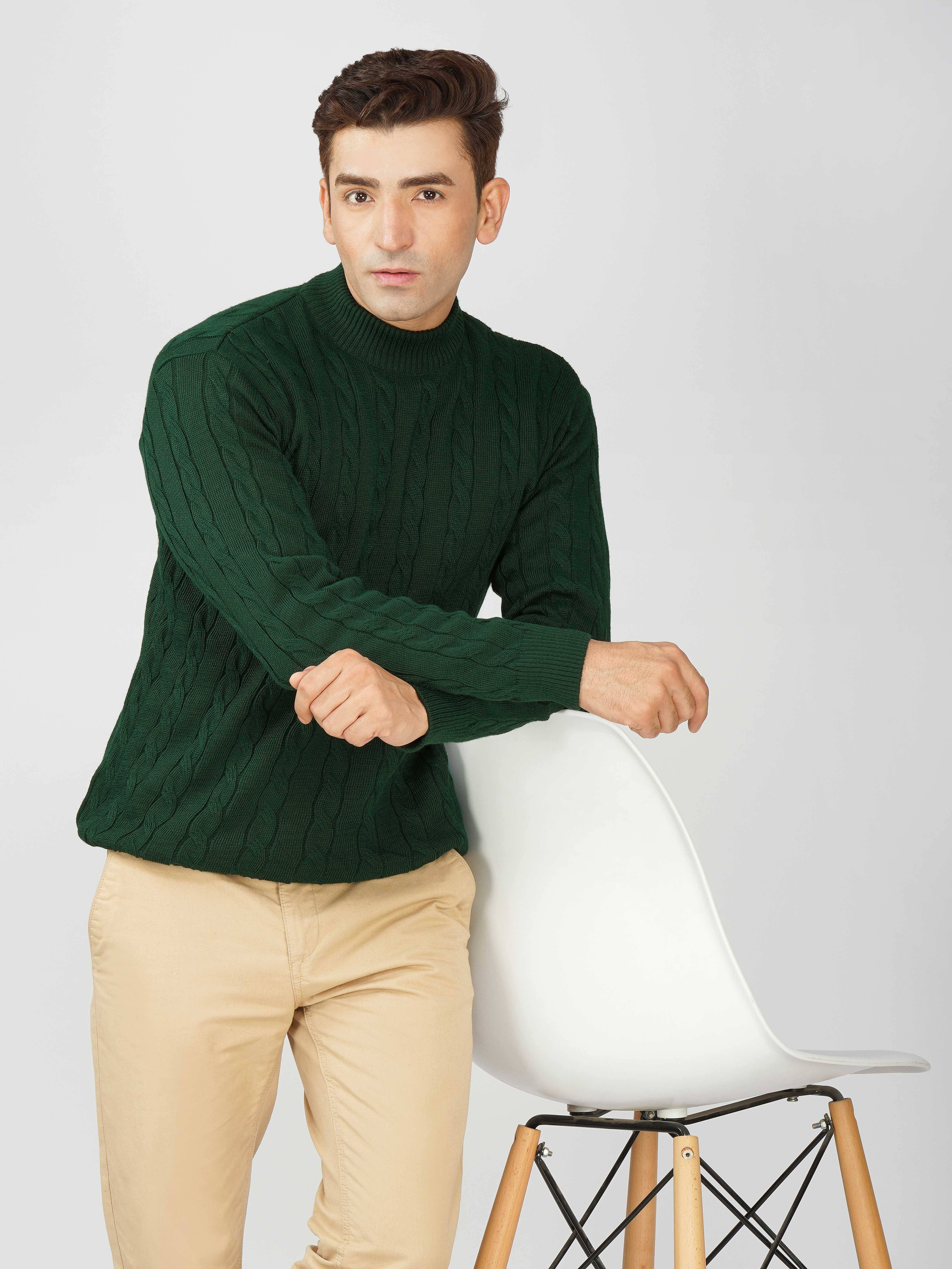 kveto style redefined Acrylic High Neck Men's Full Sleeves Pullover Sweater - Green ( Pack of 1 ) kveto style redefined Acrylic High Neck Men's Full Sleeves Pullover Sweater - Green ( Pack of 1 )