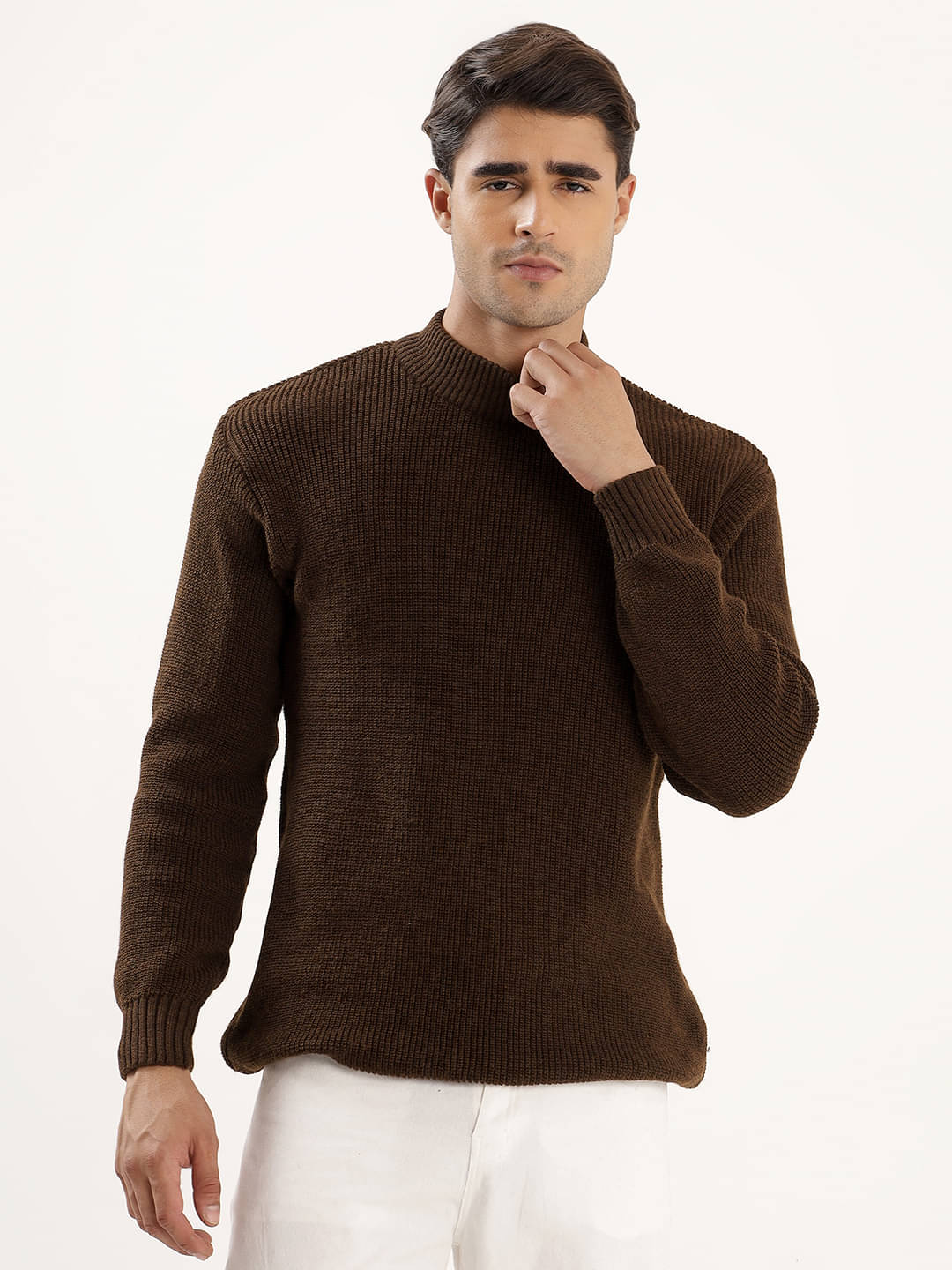 kveto style redefined Acrylic High Neck Men's Full Sleeves Pullover Sweater - Brown ( Pack of 1 ) kveto style redefined Acrylic High Neck Men's Full Sleeves Pullover Sweater - Brown ( Pack of 1 )