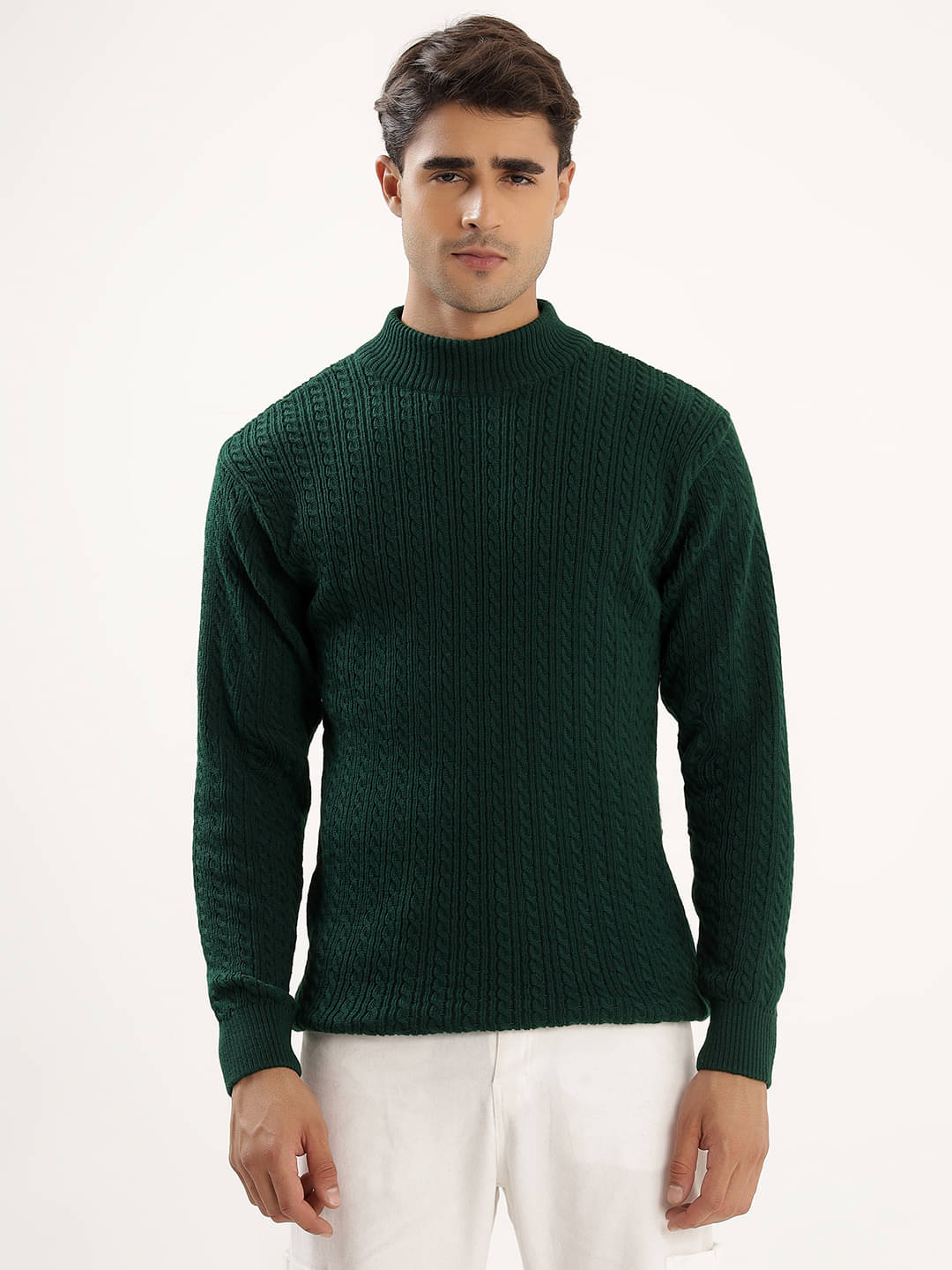 kveto style redefined Acrylic High Neck Men's Full Sleeves Pullover Sweater - Green ( Pack of 1 ) kveto style redefined Acrylic High Neck Men's Full Sleeves Pullover Sweater - Green ( Pack of 1 )