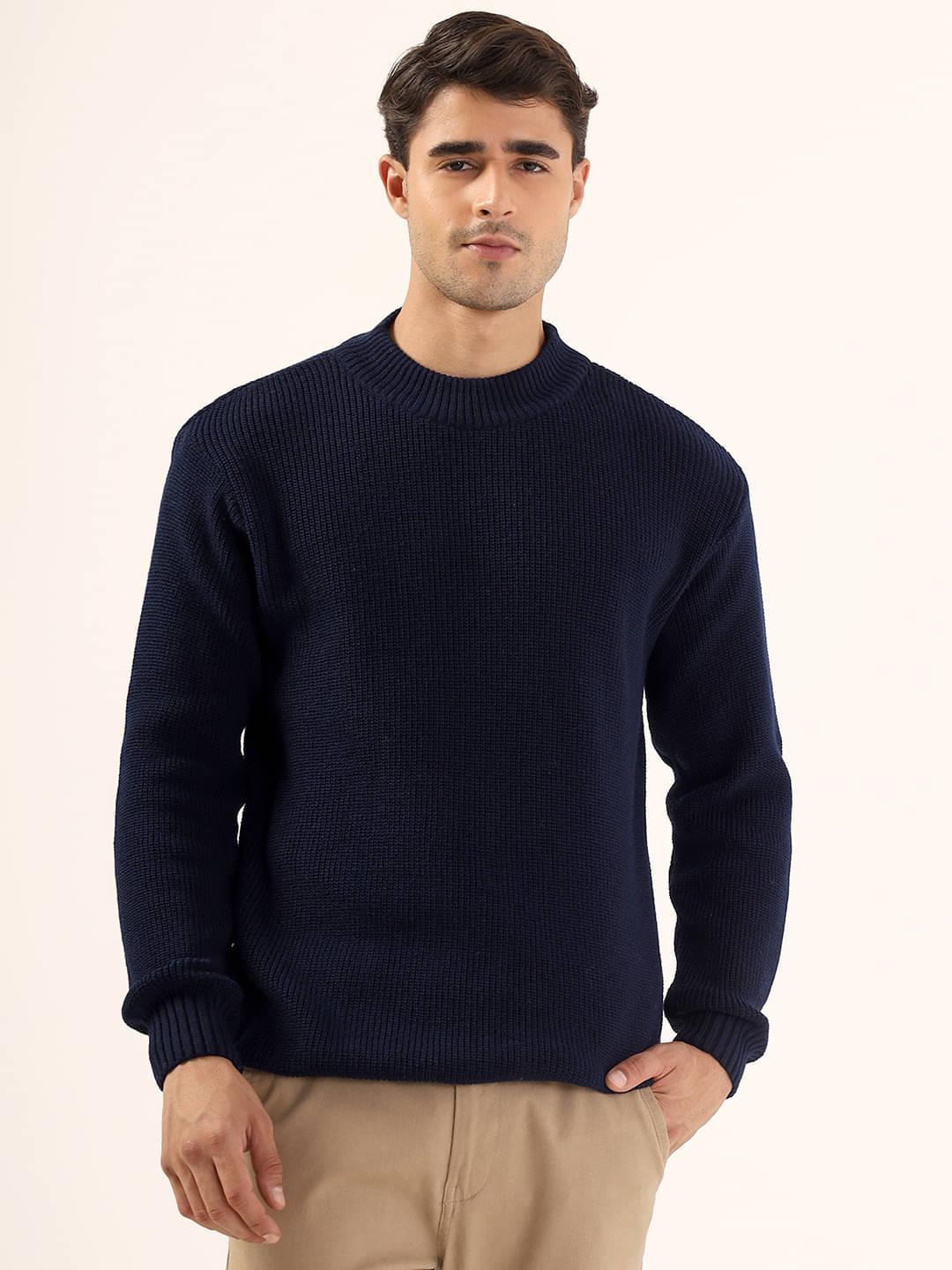 kveto style redefined Acrylic High Neck Men's Full Sleeves Pullover Sweater - Navy ( Pack of 1 ) kveto style redefined Acrylic High Neck Men's Full Sleeves Pullover Sweater - Navy ( Pack of 1 )