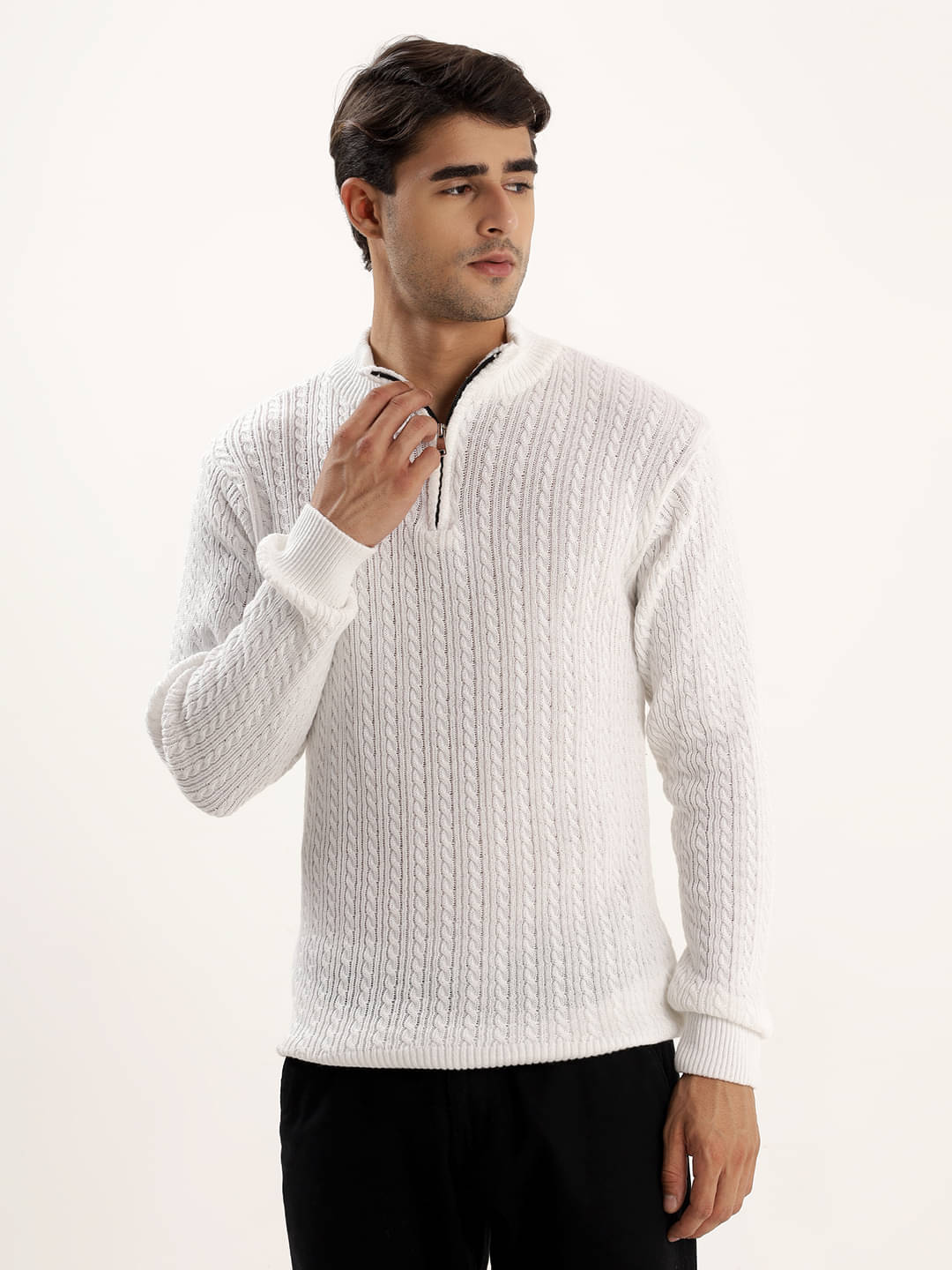     			kveto style redefined Acrylic Polo Collar Men's Full Sleeves Pullover Sweater - White ( Pack of 1 )