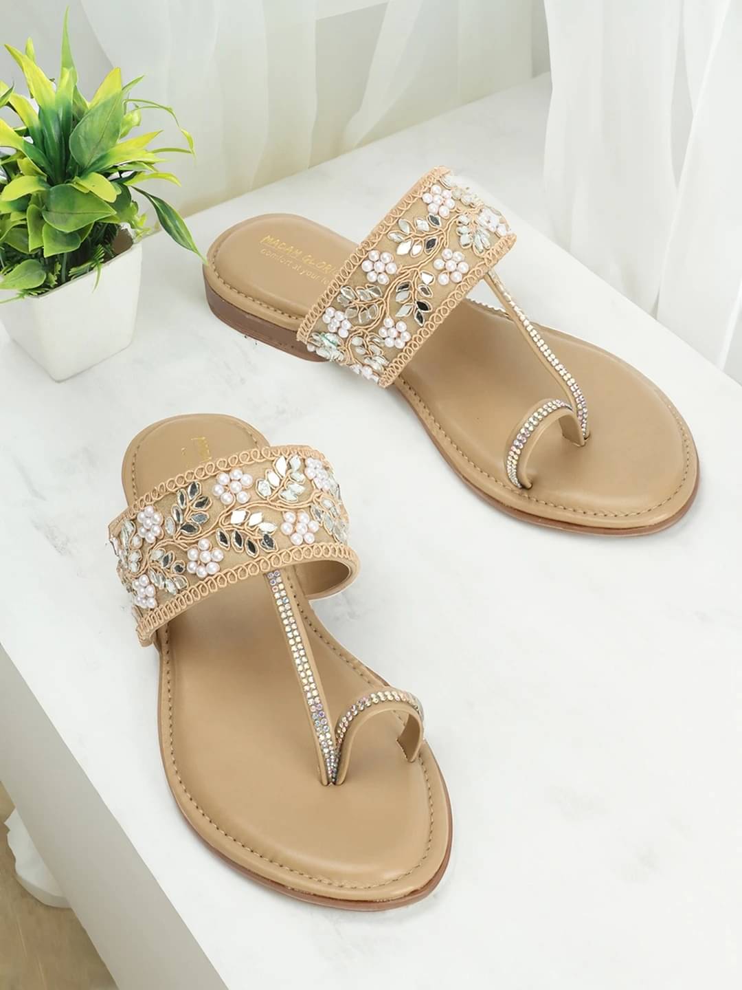 madam glorious Beige Women's Flats madam glorious Beige Women's Flats