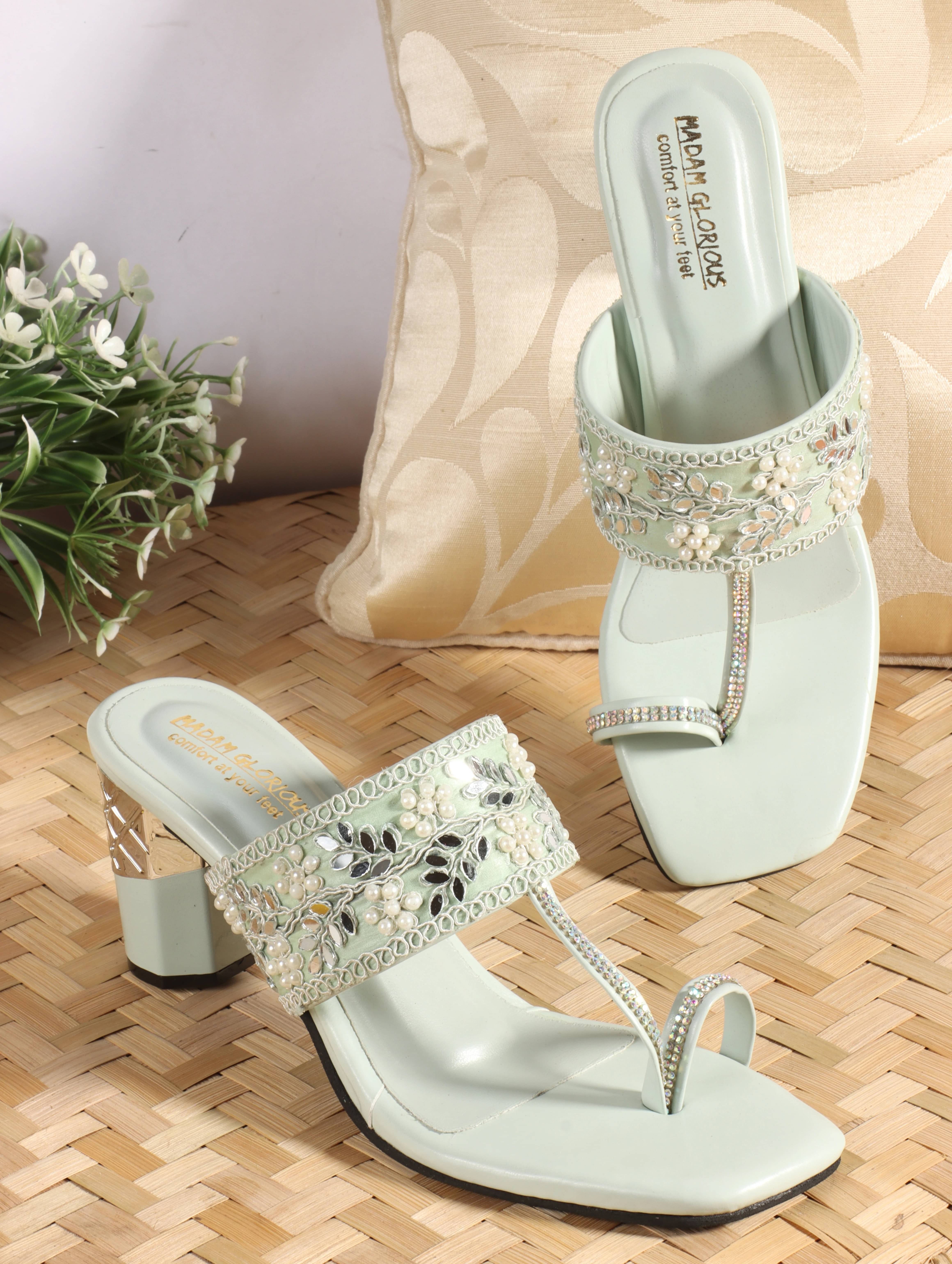     			madam glorious Beige Women's Peep Toes Heels