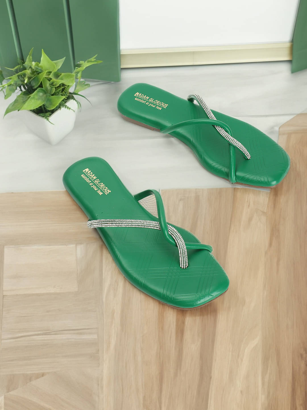 madam glorious Green Women's Flats madam glorious Green Women's Flats