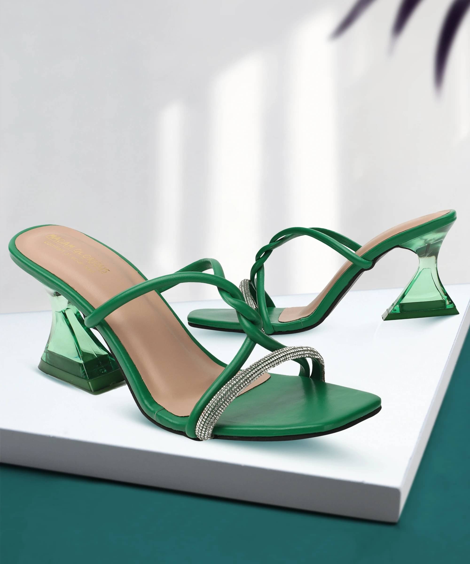     			madam glorious Green Women's Peep Toes Heels
