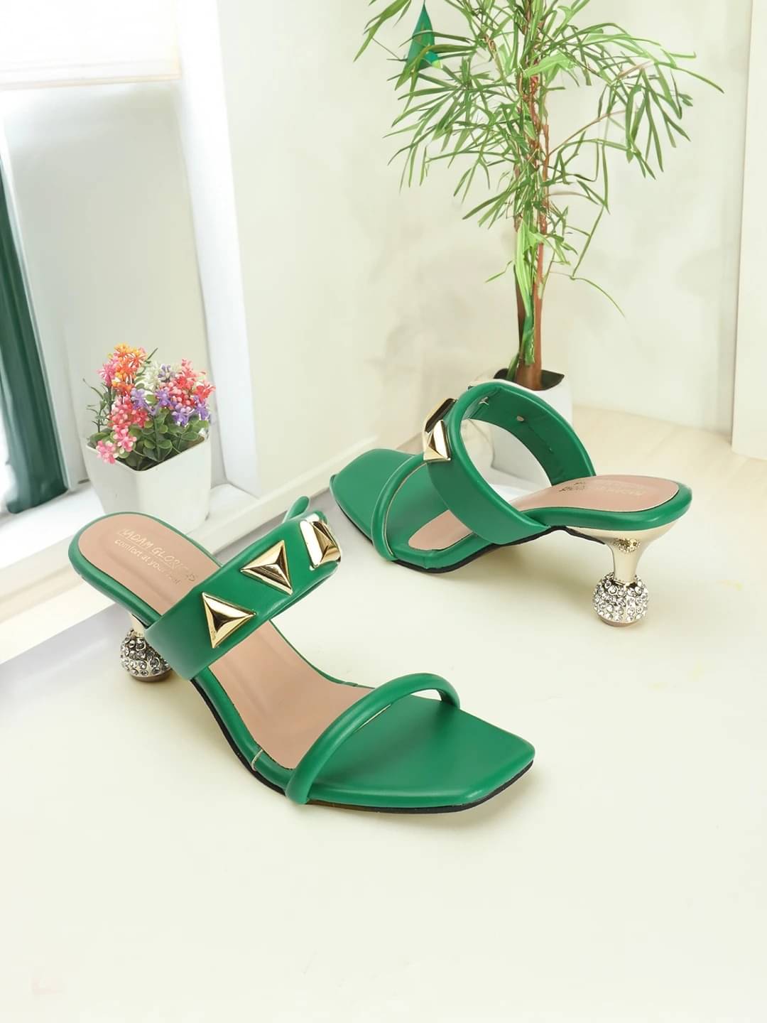     			madam glorious Green Women's Peep Toes Heels