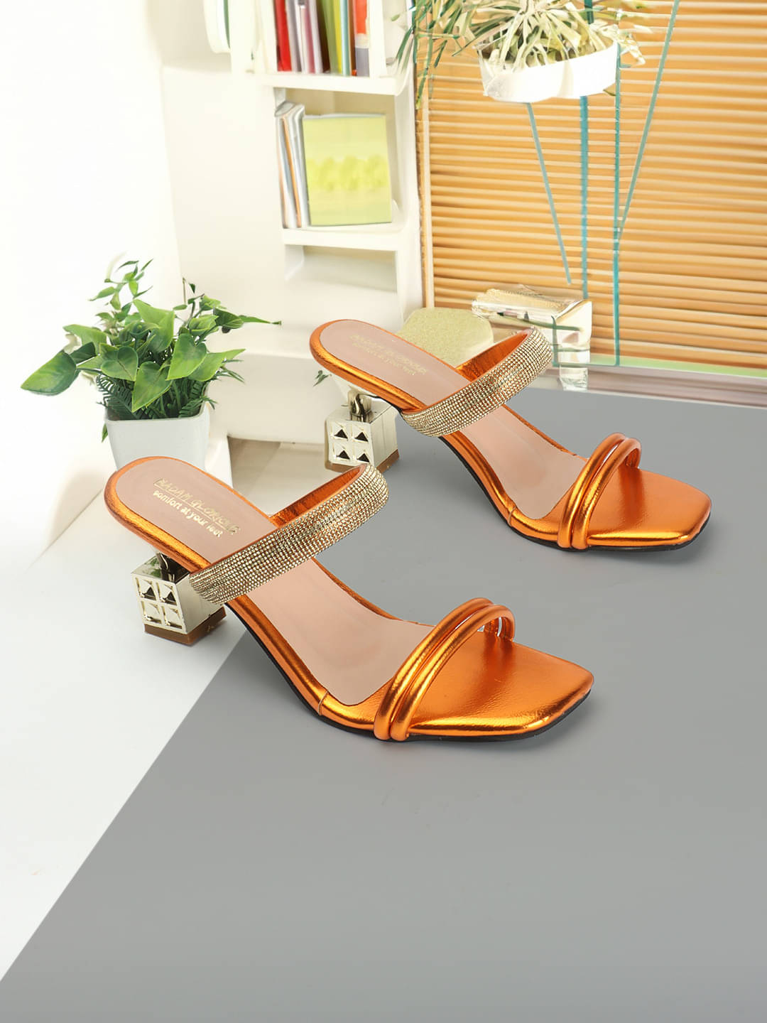 madam glorious Orange Women's Peep Toes Heels     			madam glorious Orange Women's Peep Toes Heels