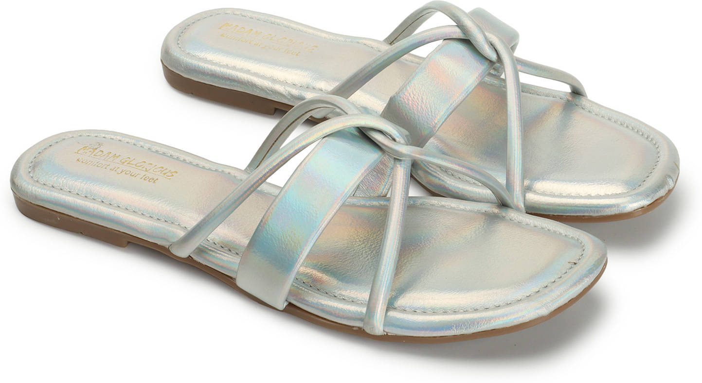     			madam glorious Silver Women's Flats