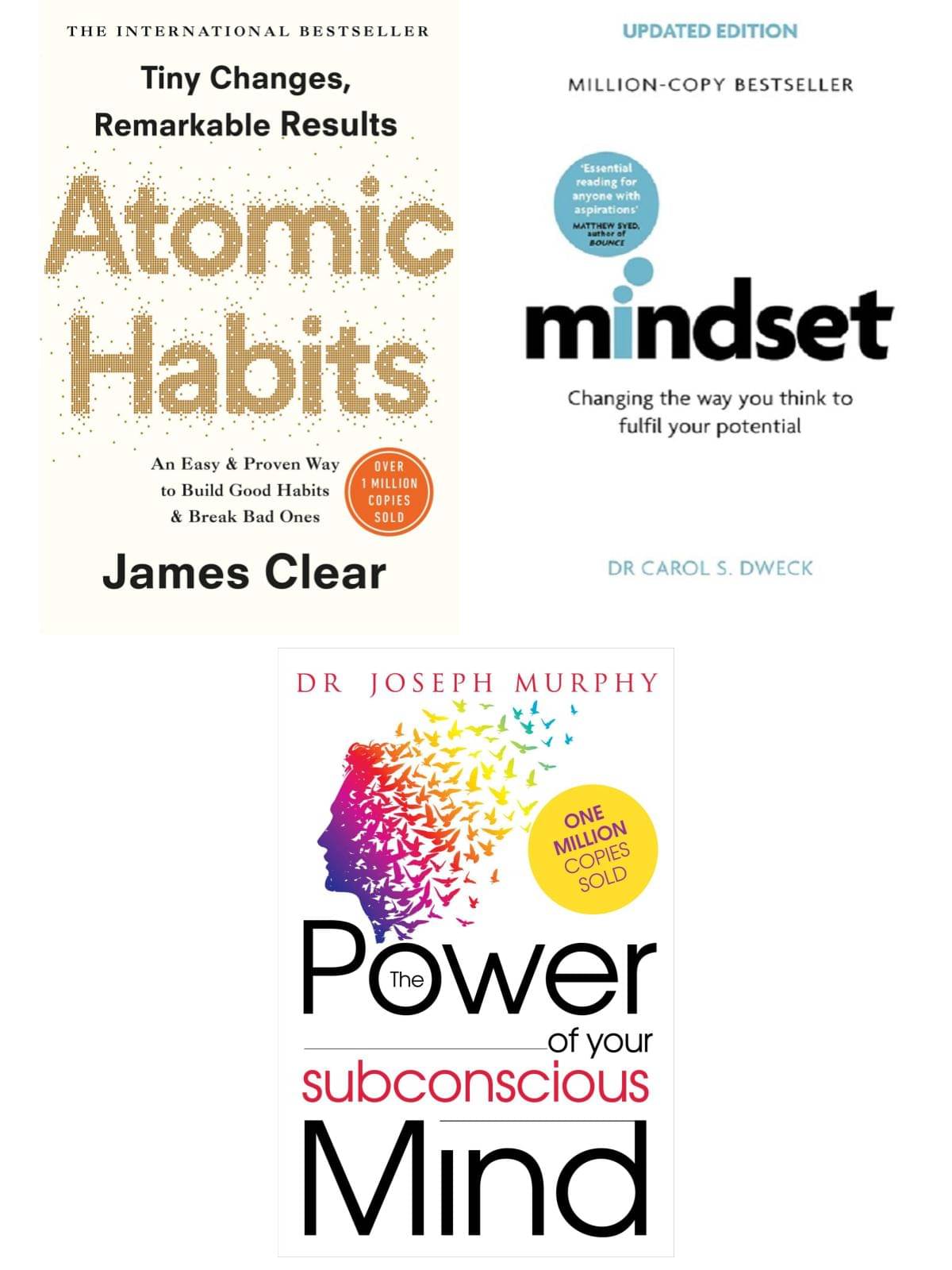     			Atomic Habits - Good Bad Habits New York Book + Mindset + The Power Of Your Subconscious Mind (English, Paperback, Clear James + DR CAROL S. DWECK + Dr. Murphy Joseph)