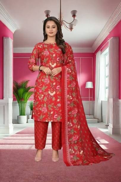 BONISTA FASHION FOR ALL Women Cotton Printed A-line Kurti With Pants ( Red ) BONISTA FASHION FOR ALL Women Cotton Printed A-line Kurti With Pants ( Red )