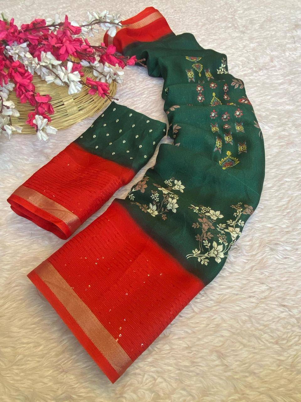 Bhuwal Fashion Art Silk Printed Banarasi saree With Unstitched Blouse Piece ( Green ) Bhuwal Fashion Art Silk Printed Banarasi saree With Unstitched Blouse Piece ( Green )