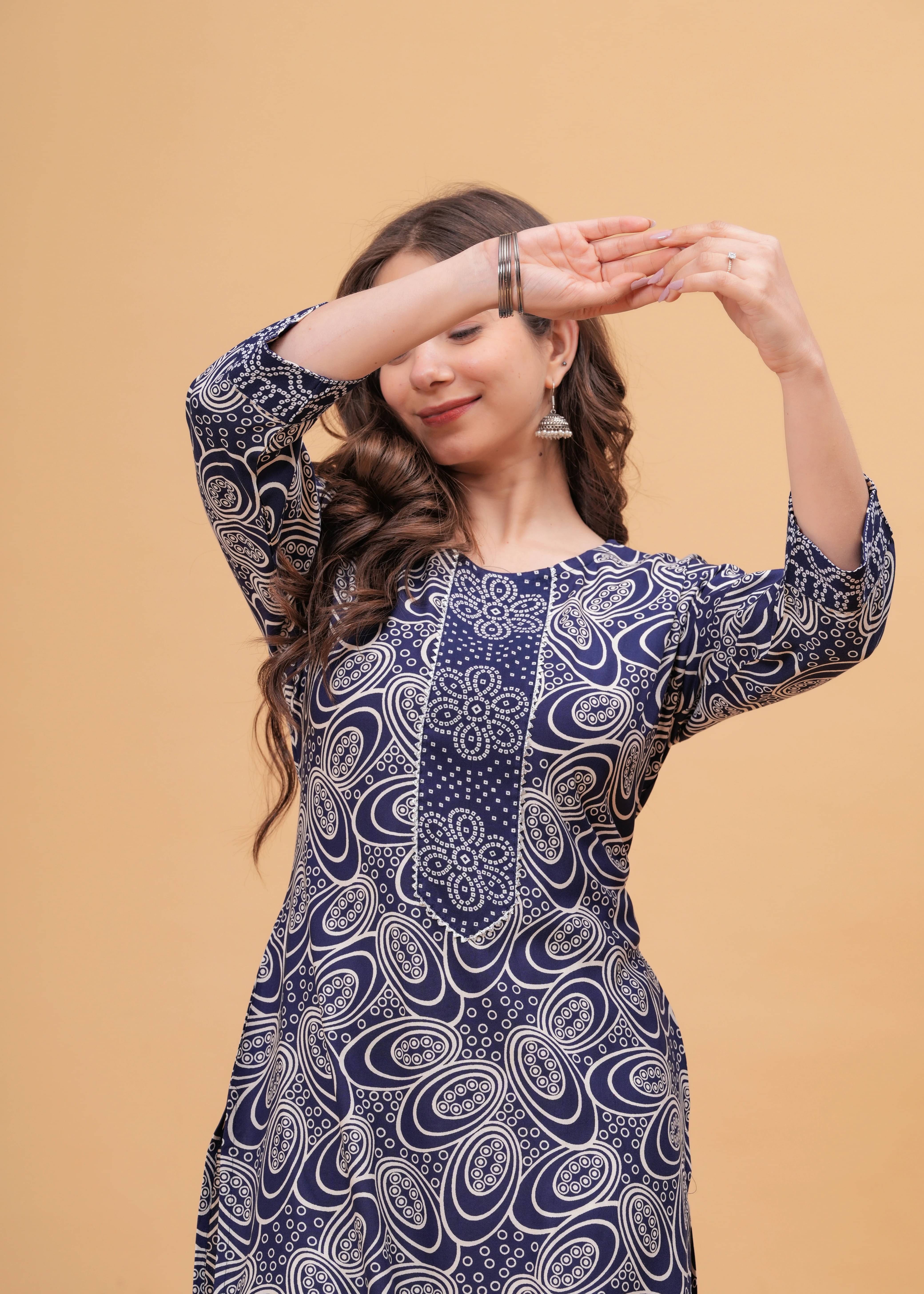 Dressar Women Viscose Rayon Self Design Straight Kurti ( Blue )     			Dressar Women Viscose Rayon Self Design Straight Kurti ( Blue )